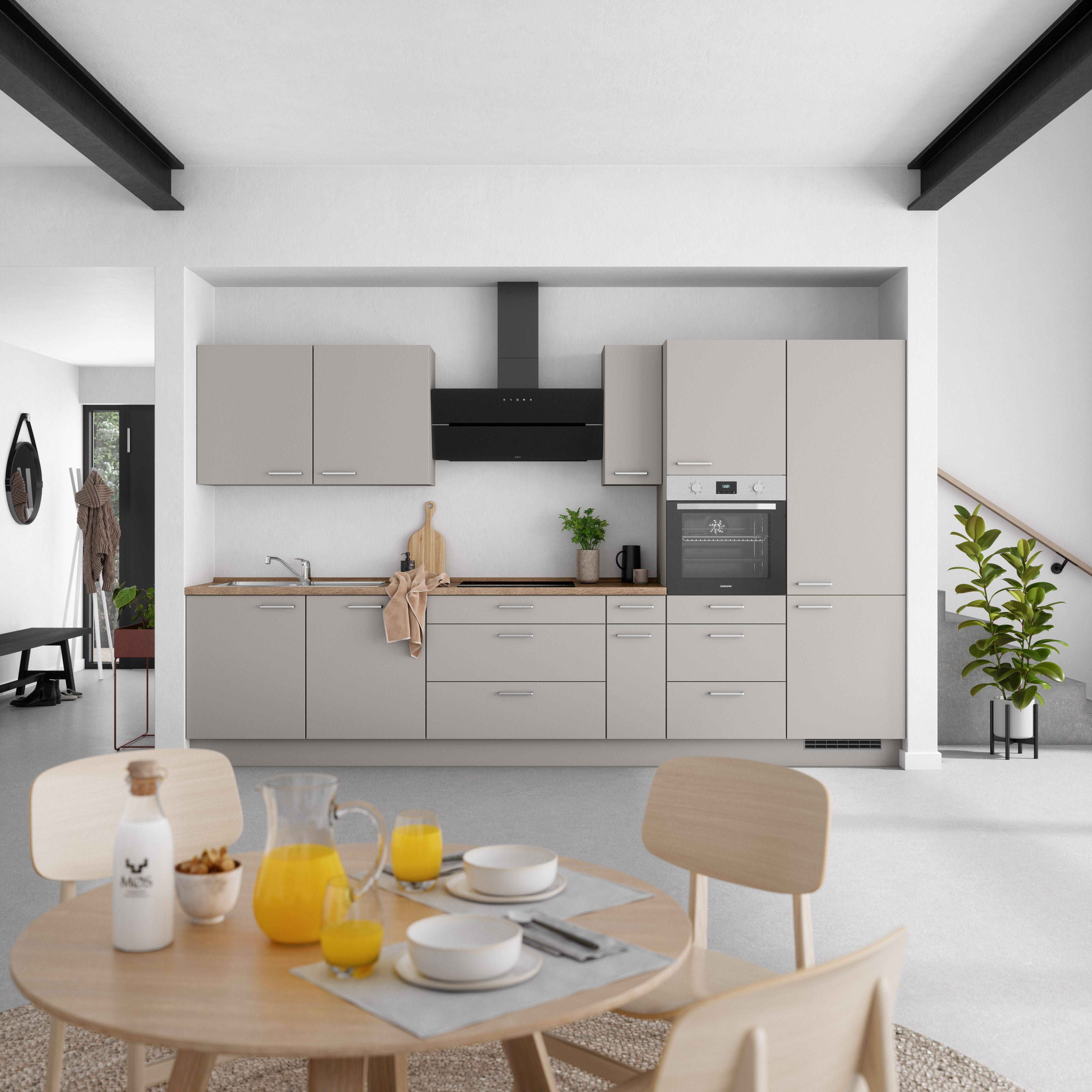 nobilia® Küchenzeile "Touch II", NEU: individuell anpassbar mit gratis Profi-Beratung, vormontiert, Breite 360 cm, Ausrichtung wählbar, wahlw. mit E-Geräten