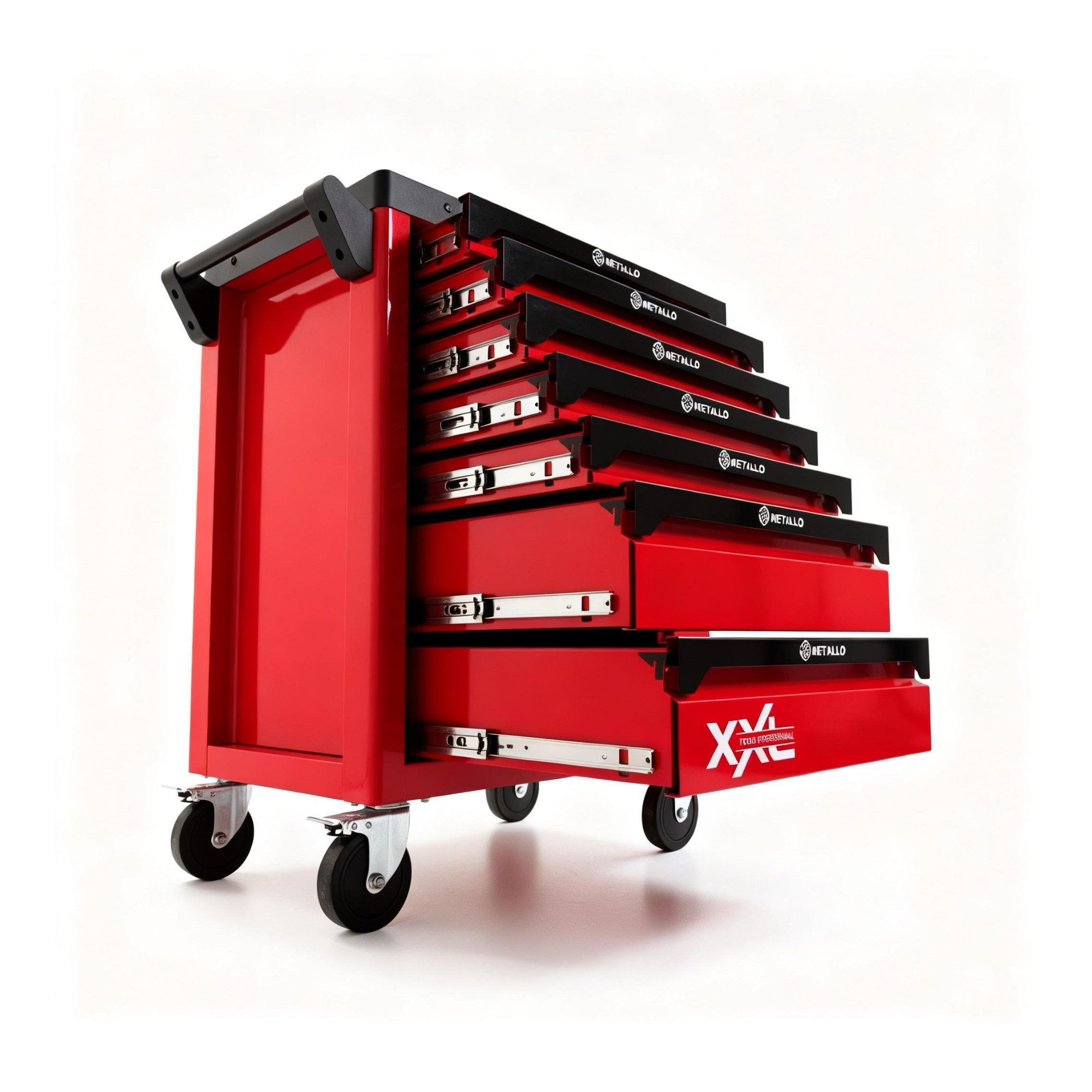 Toolcar Werkzeugwagen Metallo ToolCar Werkstattwagen, 7 Schubladen, Seitlicher Stauraum, XXL
