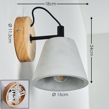 hofstein Wandleuchte »Thuras« Wandlampe aus Holz/Beton/Metall in Braun/Taupe/Schwarz, ohne Leuchtmittel, 1xE14, Wandspot im Retro/Vintage-Design