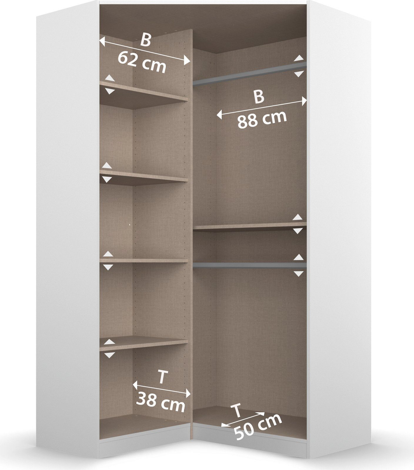 grifflose Artisan Front, rauch Costa, Push-to-Open Schrank-Set Schubkästen Spiegeltüren, Funktion Eiche und