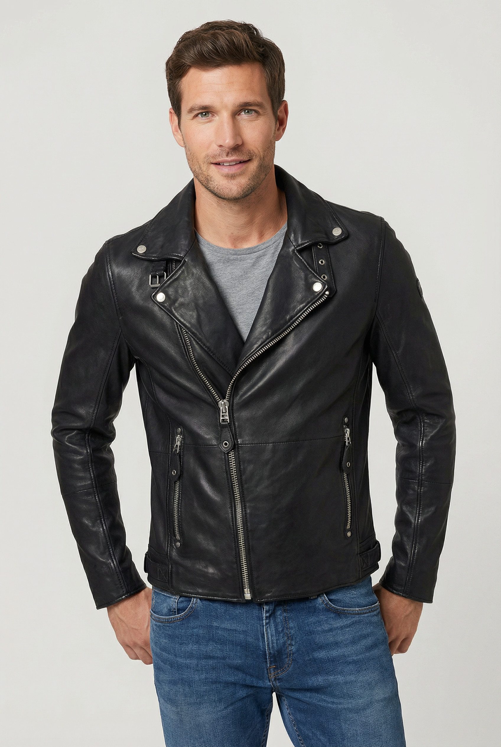 Mauritius Lederjacke Mavric SF NSLV im Biker-Style, asymetrischer Reißversc günstig online kaufen