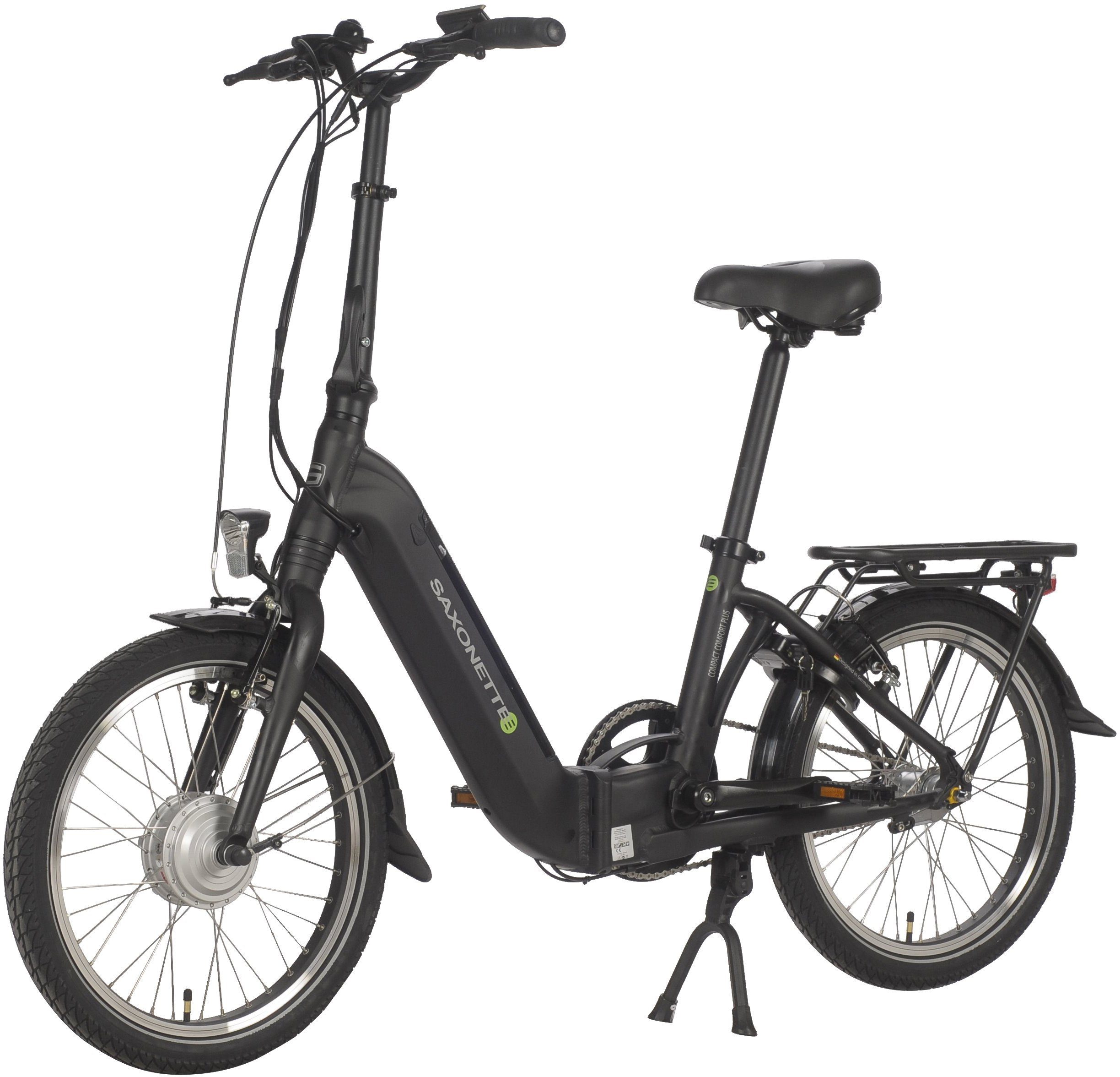 3 Wh (mit Compact Plus, 360 Nabenschaltung, SAXONETTE Gang, Comfort Frontmotor, Akku, Akku-Ladegerät) E-Bike