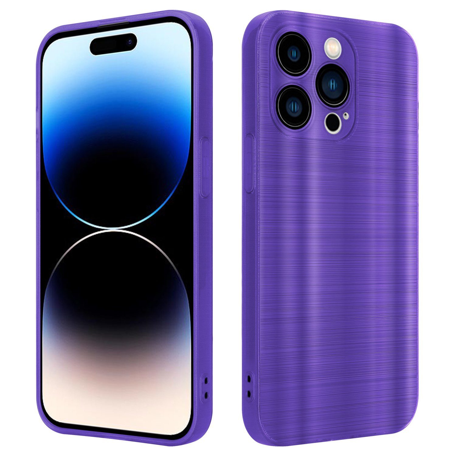 Cadorabo Handyhülle für iPhone 14 PRO MAX Hülle Apple iPhone 14 PRO MAX, Schutzhülle - TPU Silikon Hülle - im Brushed Design