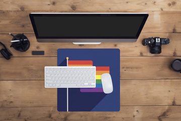 MuchoWow Gaming Mauspad Illustration einer Flagge in den Farben des Regenbogens (1-St), Mousepad mit Rutschfester Unterseite, Gaming, 40x40 cm, XXL, Großes