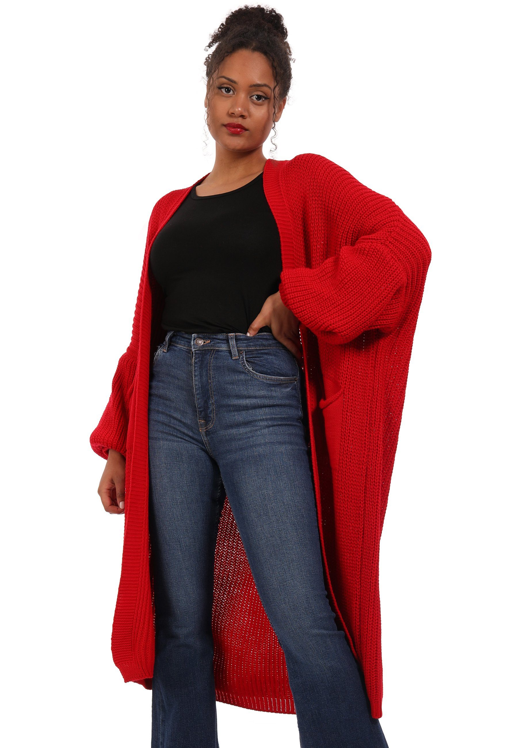YC Fashion & Style Strickmantel Cardigan Strickjacke Casual verschlusslos Jacke One Size (1-tlg) Oversize Strickmantel mit Taschen