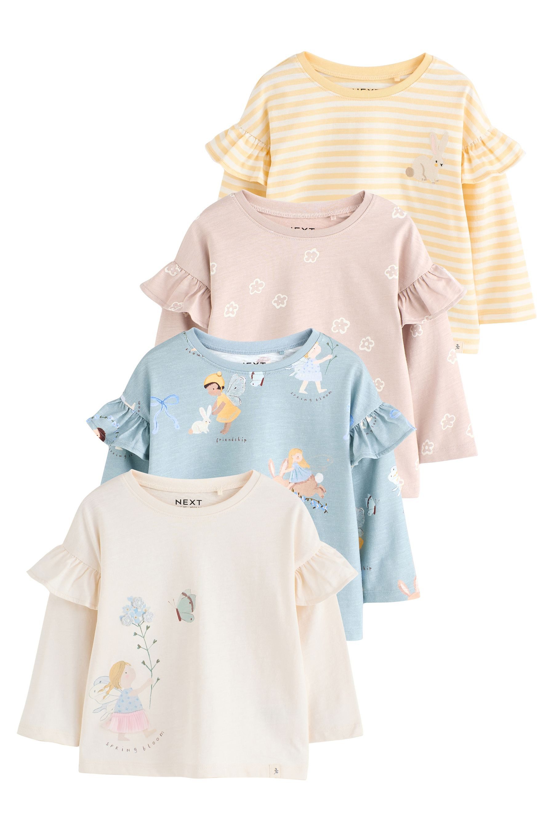 Next Langarmshirt Langärmelige Oberteile mit Rüschen im 4er-Pack (4-tlg)