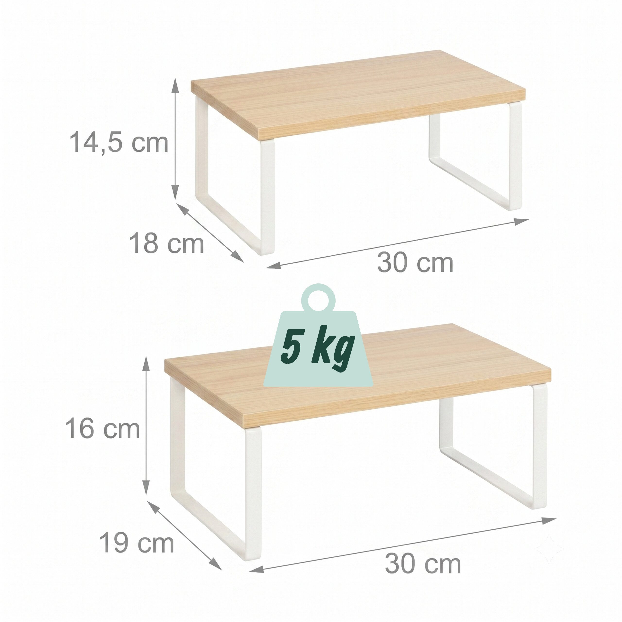 relaxdays Gewürzregal 2er Set für Arbeitsplatte, 2-tlg., Natur-Weiß – Bild 4 von 5