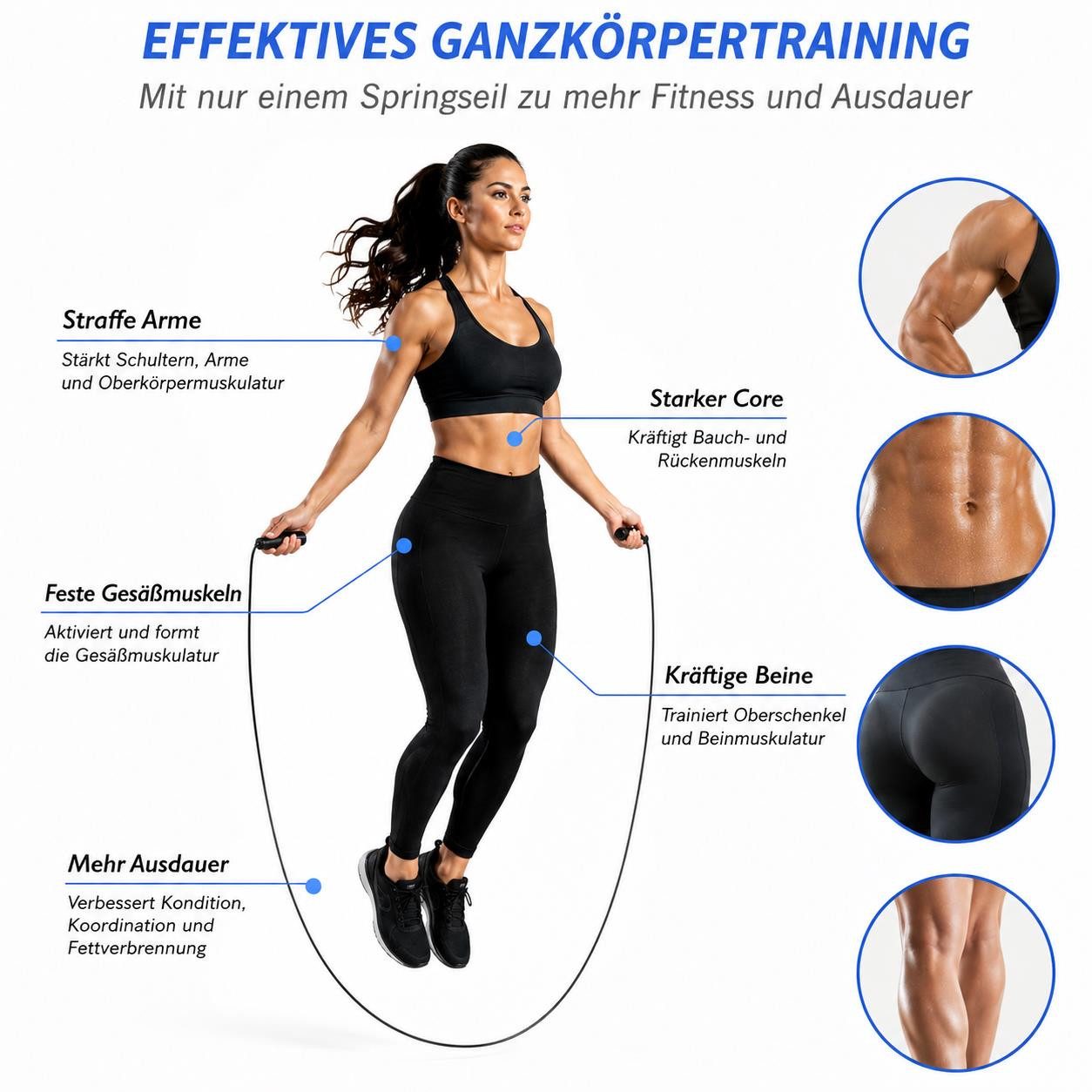 BAYLI Kurzhantel 2er Set - Springseil 280 cm Fitness Seilspringen für Erwachsene –