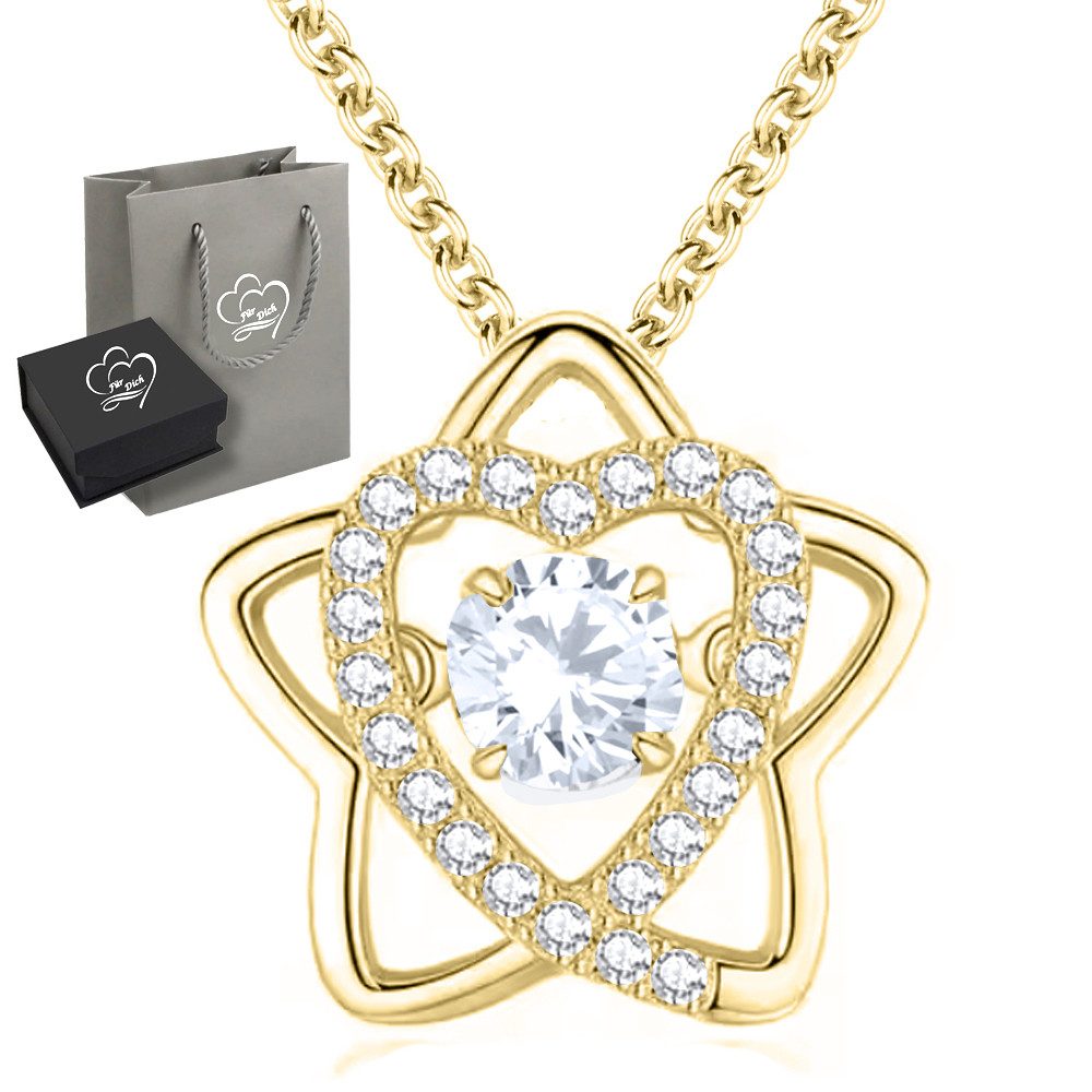 Limana Kette mit Anhänger Stern Herzkette 925 Silber gold Frauen Damen Herz günstig online kaufen