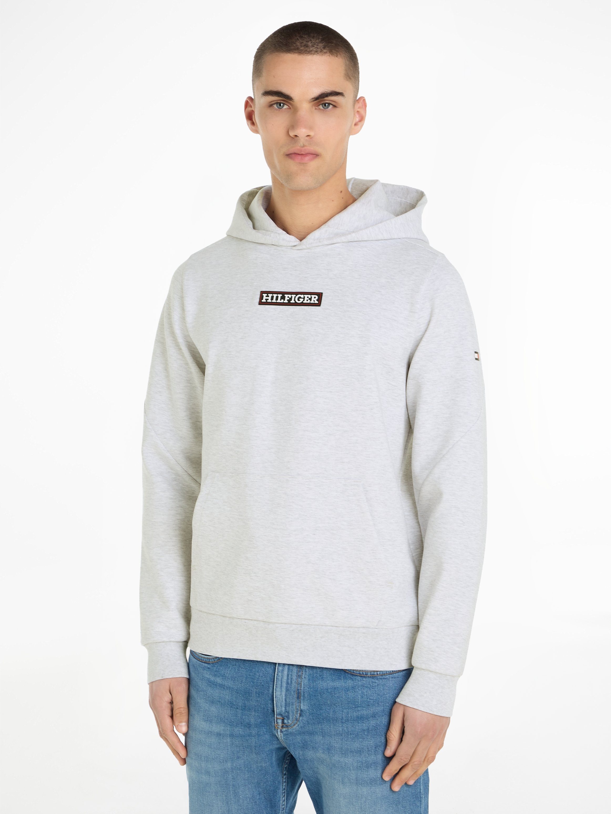 Tommy Hilfiger Hoodie GRAPHIC HOODY mit Hilfiger Print auf der Brust Ice Heather