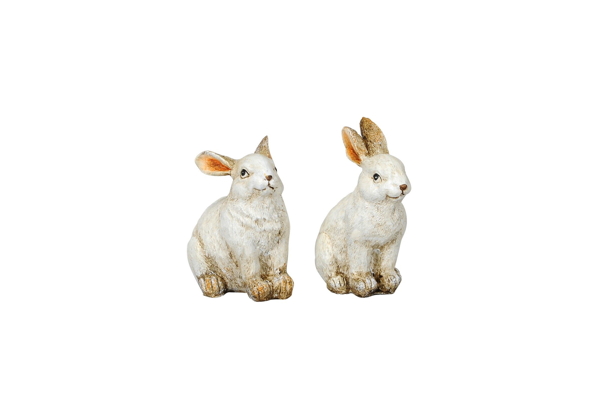 Osterhase Hase Ostern Figur weiss Polyresin 2erSet 4x5,5cm H7cm Skulptur