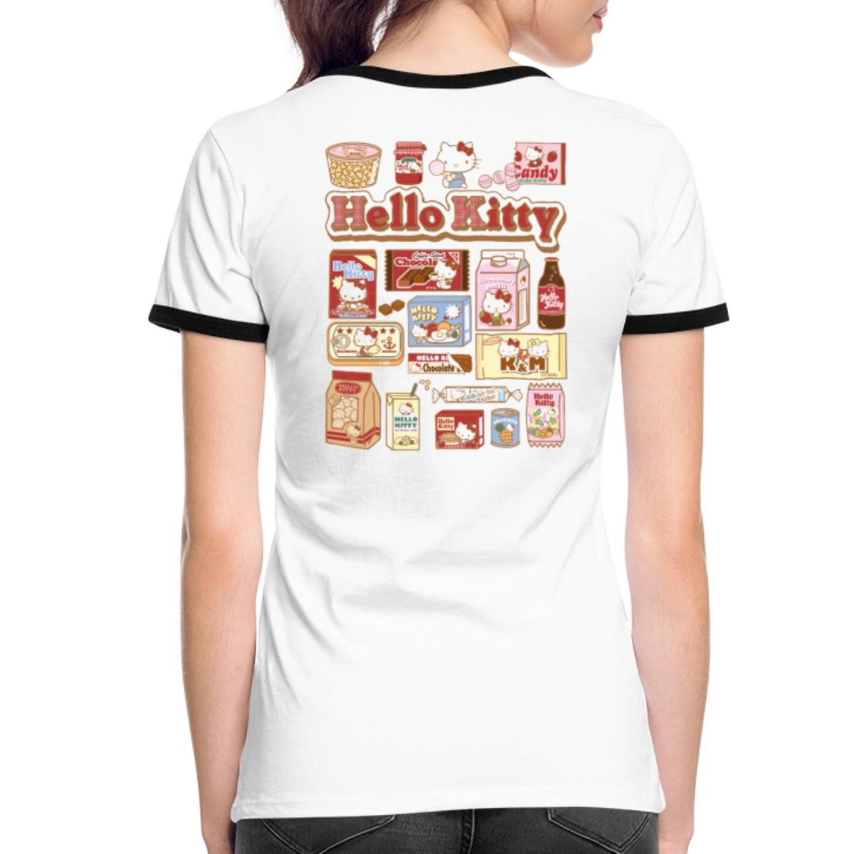 T-Shirt Hello Kitty Snack Collage Frauen Kontrast T-Shirt