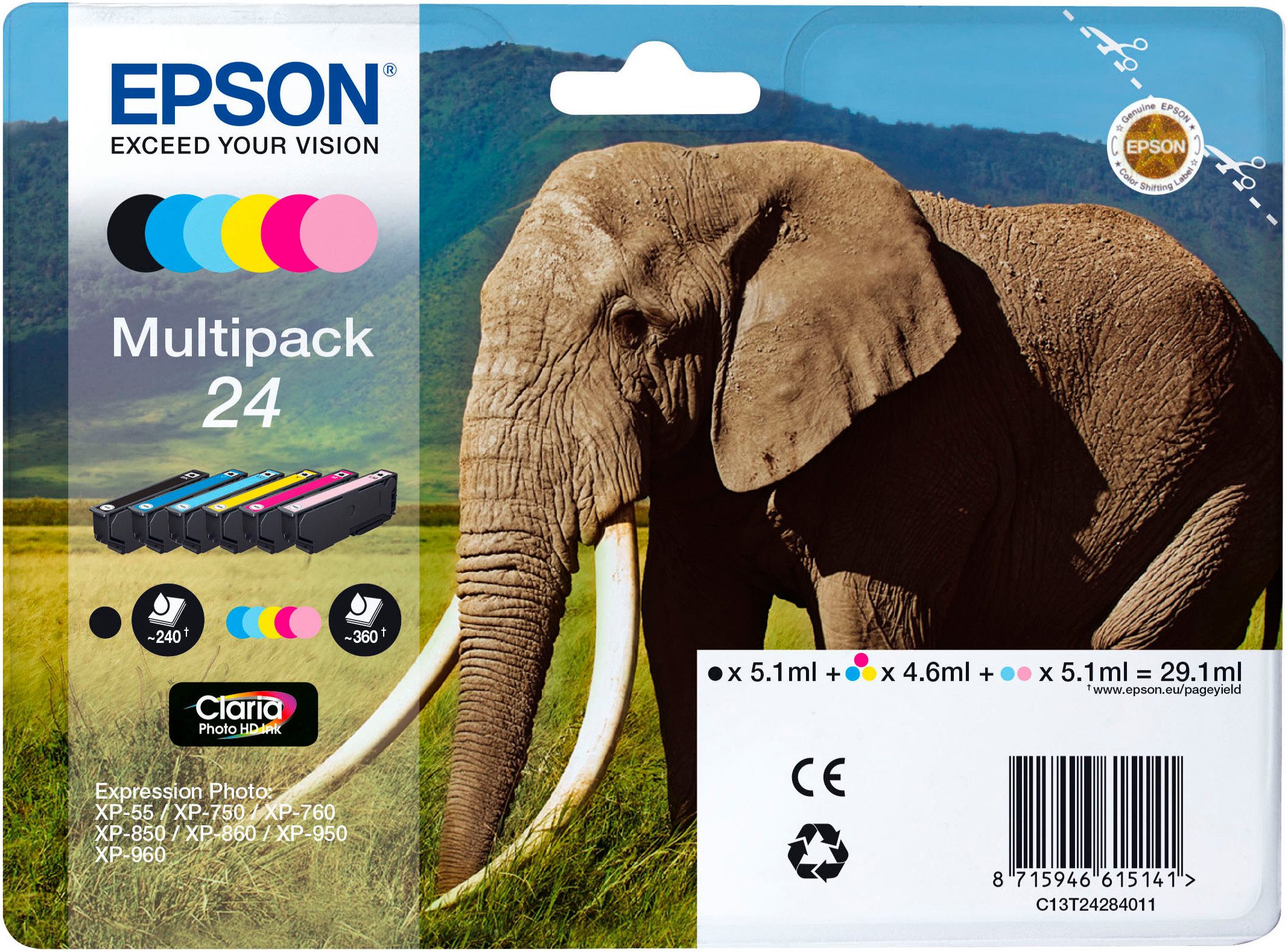 Epson 24, Claria Photo HD, Multipack Tintenpatrone (original Epson 24)