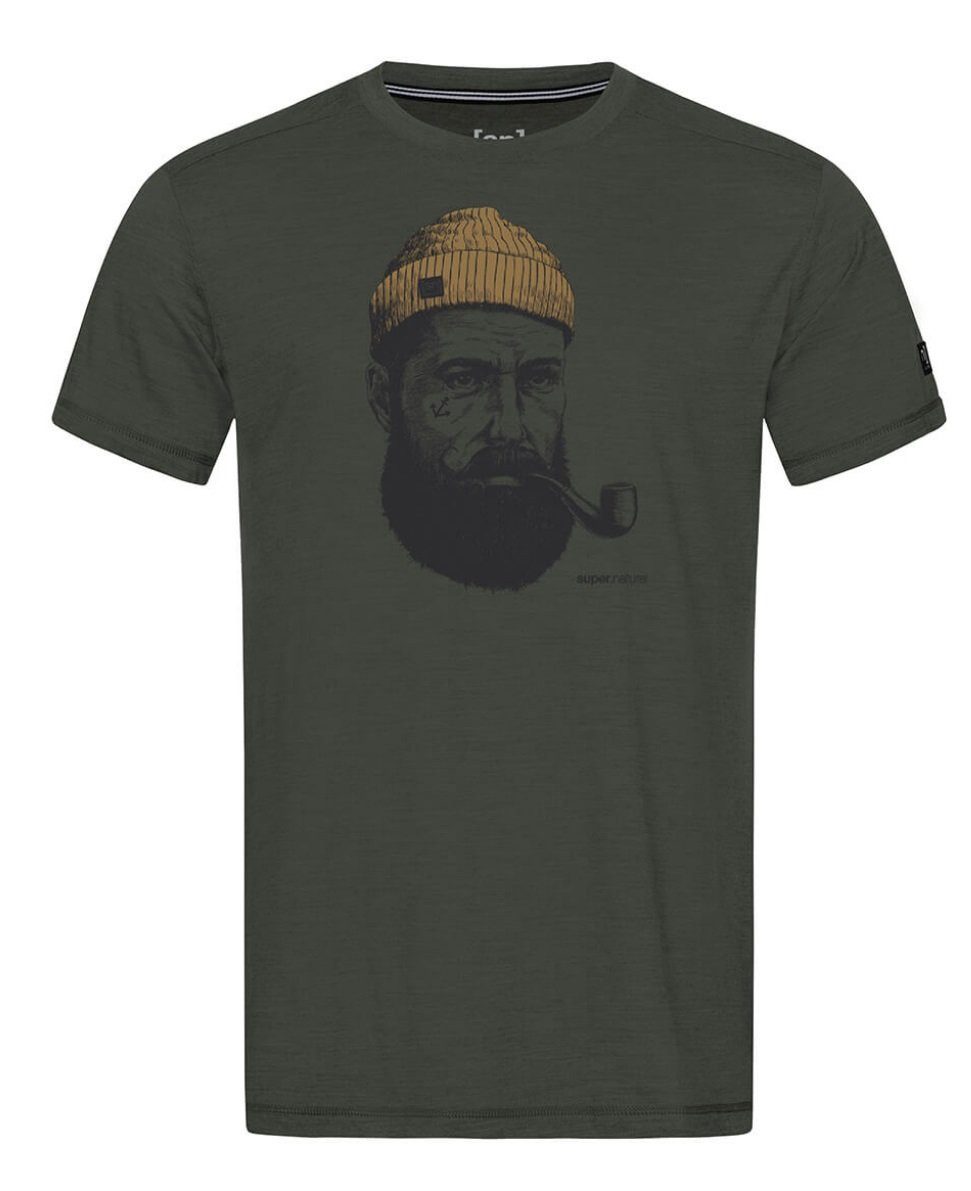 SUPER.NATURAL T-Shirt Wander-/Freizeit Sailor Tee (Merino-Mix) dunkelgrün Herren
