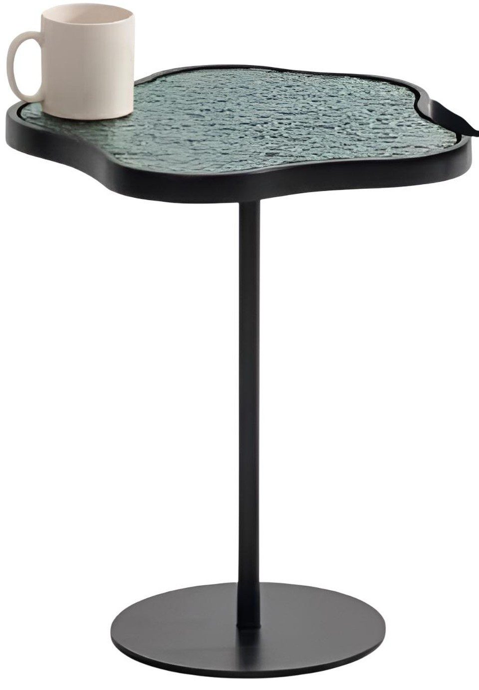 Xlmoebel Beistelltisch Eleganter Tisch mit Steinplatte und schwarzem Metallgestell, Made in Europa