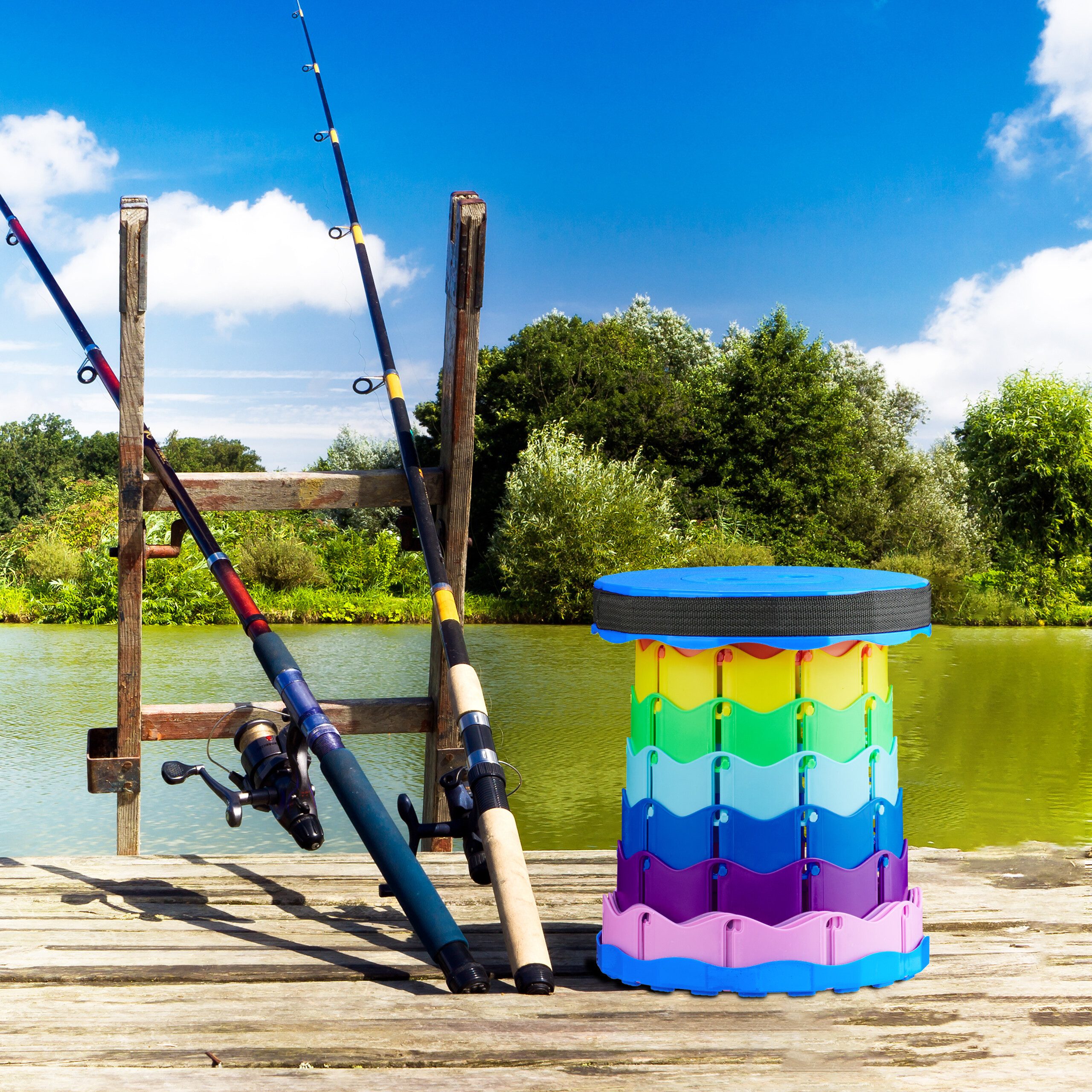 relaxdays Campinghocker Teleskophocker Camping, Bunt günstig online kaufen