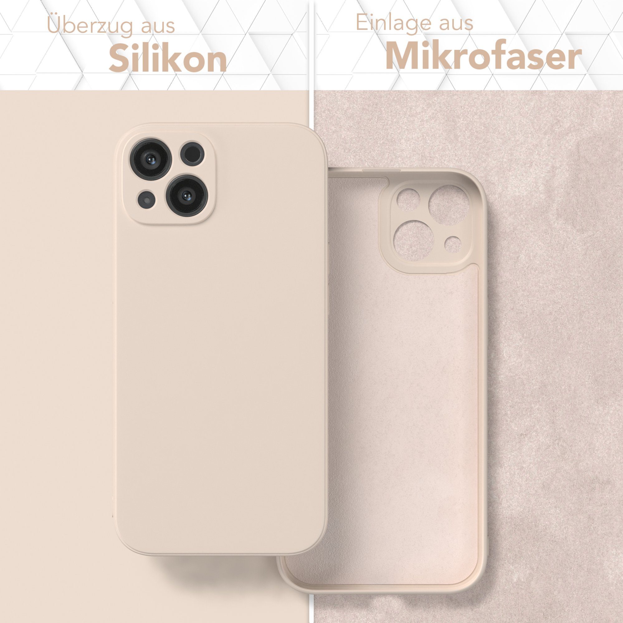 EAZY CASE Handyhülle für Apple iPhone 13 Hülle Silikon 6,1 Zoll, Bumper Case Matt Slimcover Silikonschutzhülle elastisch Taupe / Beige