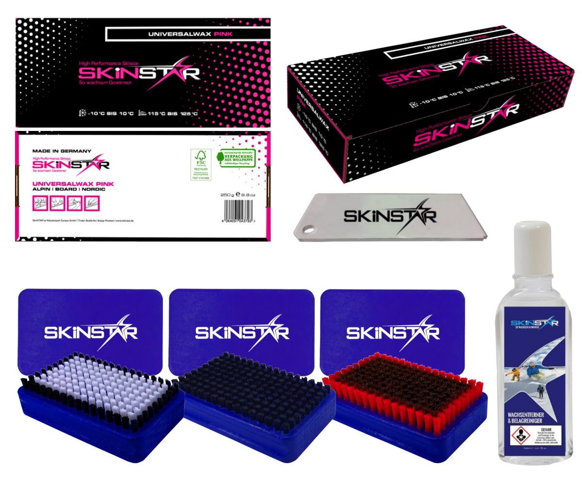 SkinStar Ski SkinStar Starter Set 6-teilig, 3 x Bürsten, Abziehklinge