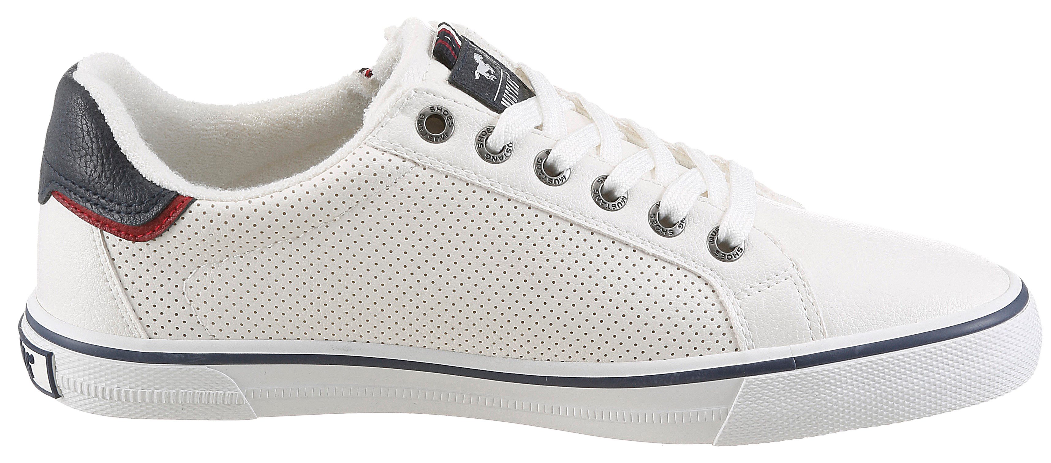 Mustang Shoes Giuliano Sneaker Freizeitschuh, Halbschuh, Schnürschuh mit modischem Lochmuster
