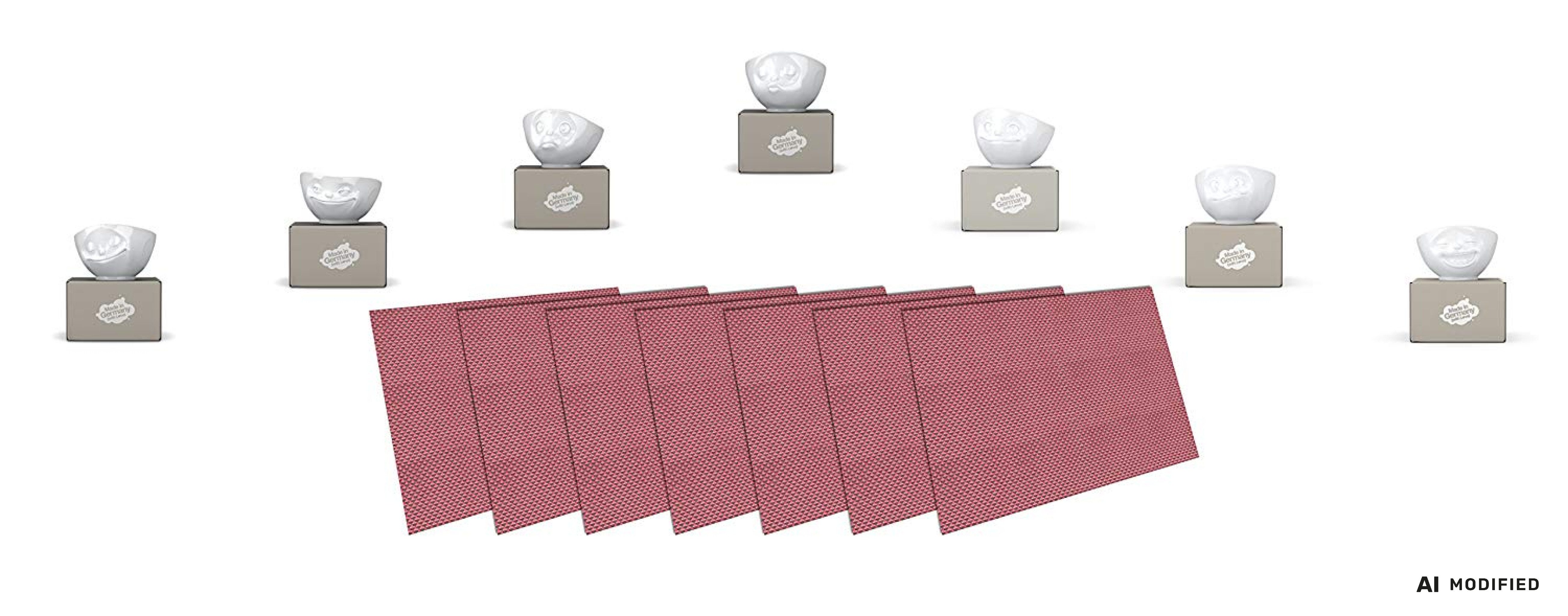 FIFTYEIGHT PRODUCTS Müslischale Schalen-Set 7-tlg. je 500 ml + Tischsets, Hartporzellan Hotelqualität, Spülmaschinenfest und mikrowellengeeignet, (1-tlg)