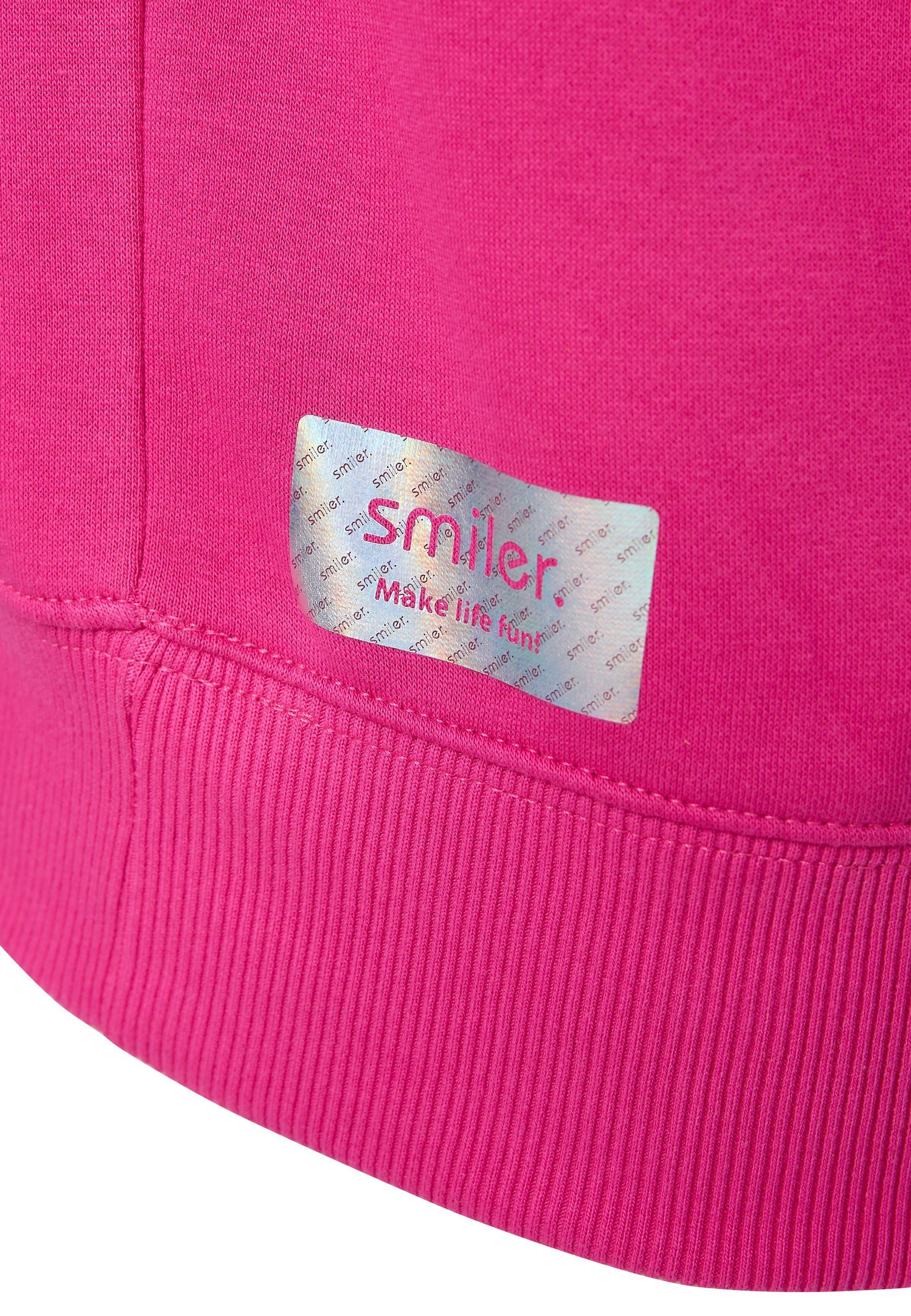 Kapuze pink mit smiler. Kapuzensweatshirt Happy.
