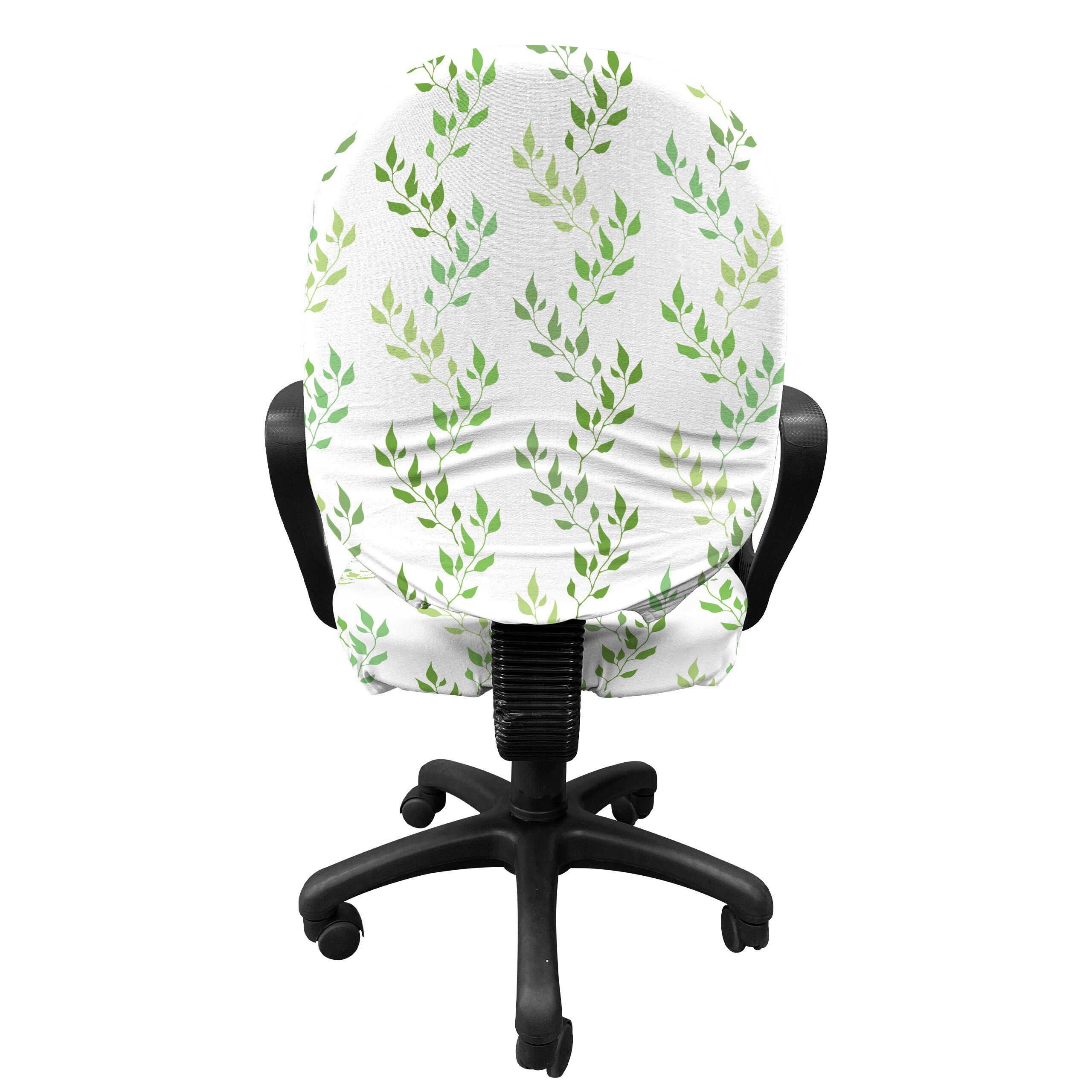 aus Stretchgewebe, Grün dekorative Schutzhülle Leaves Symmetrische Bürostuhlhusse Abakuhaus, Olive