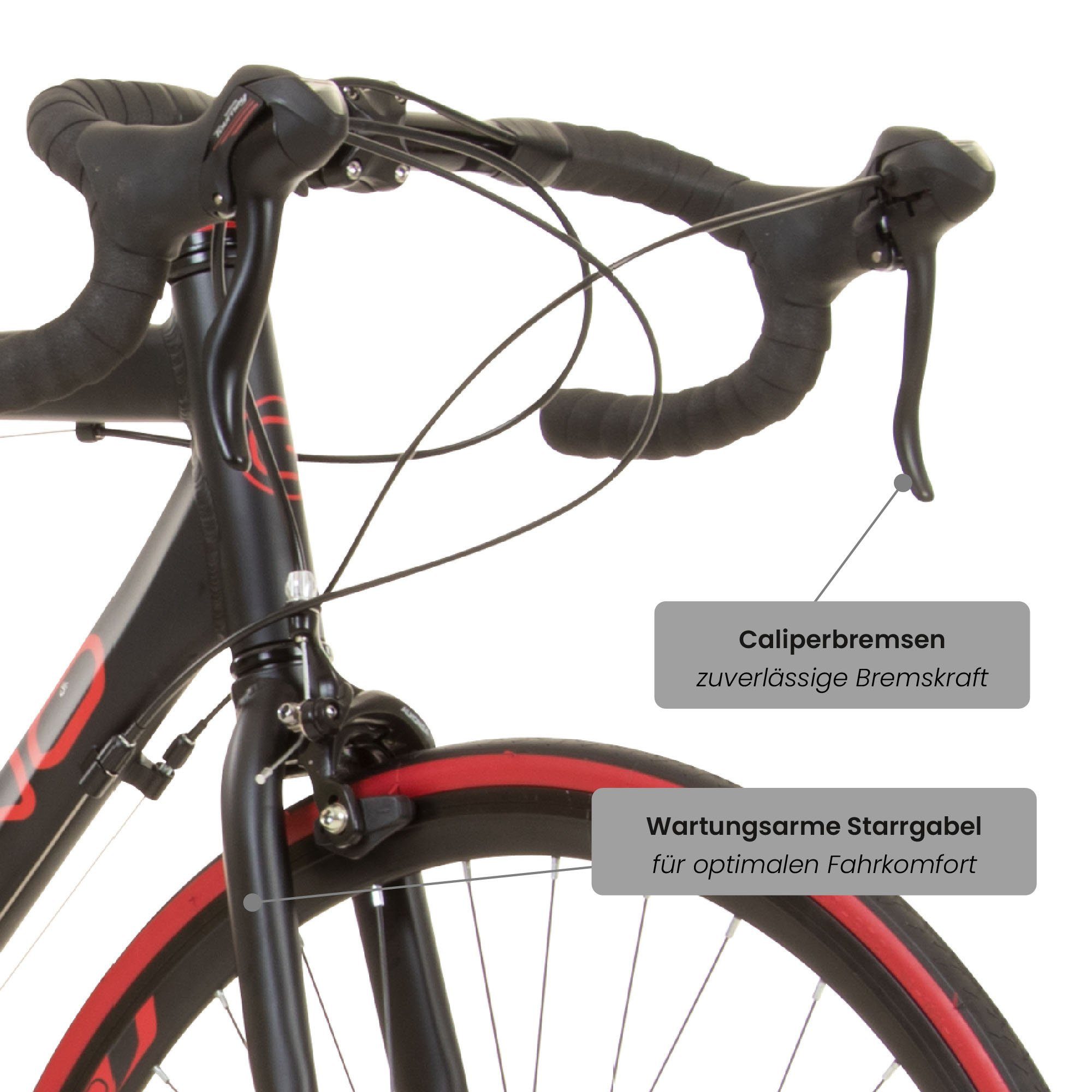 150 schwarz/rot Vuelta Bike Fitnessrad - Herren für Road 195 Galano Fahrrad STI, 14 Gang, und Damen Rennrad 28 Kettenschaltung, Zoll cm
