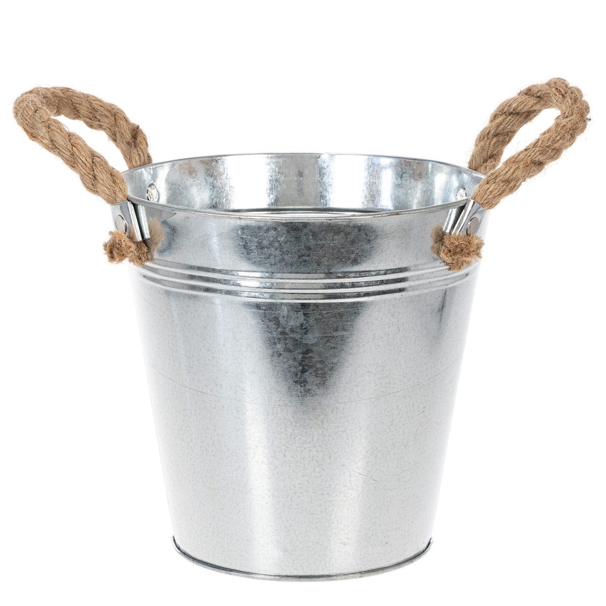 Florists Products Übertopf Dekorations-Eimer Metall mit Seilgriffen für Pflanzen und