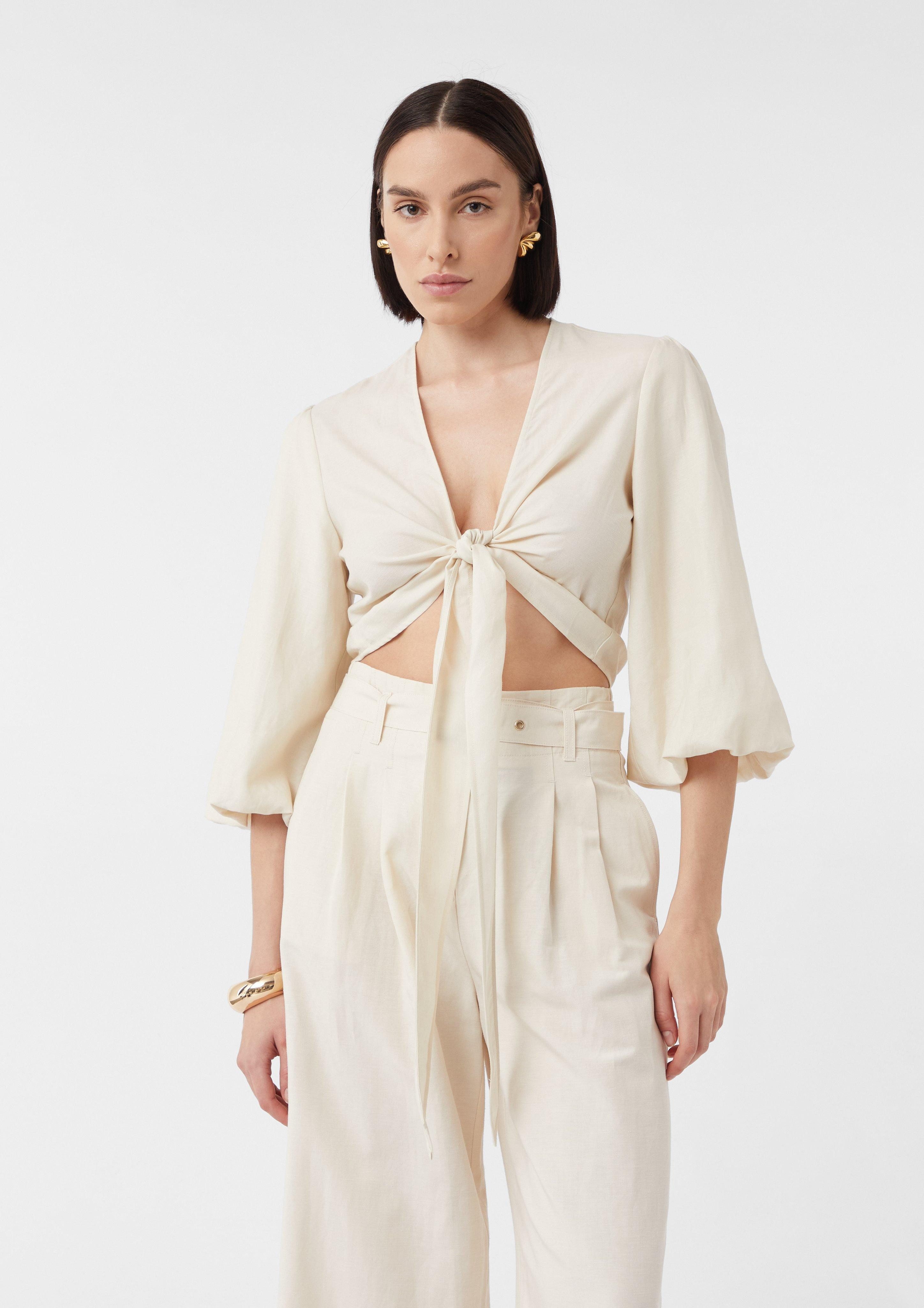 comma 3/4-Arm-Shirt Bluse aus Leinenmix zum günstig online kaufen