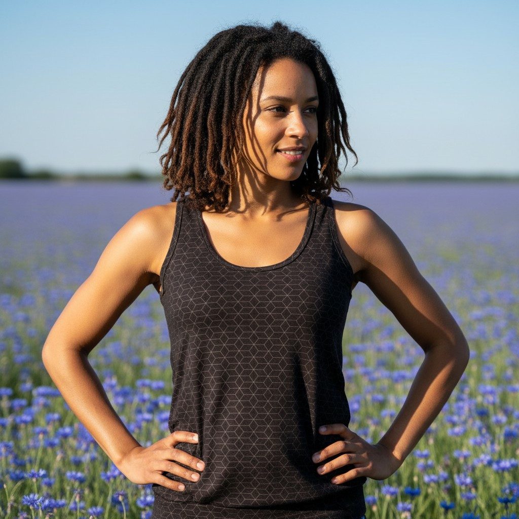 Guru-Shop T-Shirt Yoga Shirt Baumwolle, Tank Top - schwarz/braun Festival, günstig online kaufen