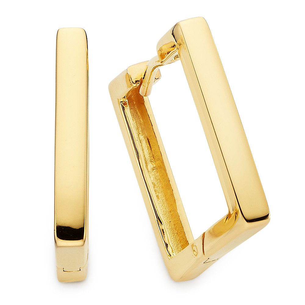 Bruno Banani Paar Creolen Schmuck Geschenk Ohrschmuck gelbgoldfarben vergoldet quadratisch