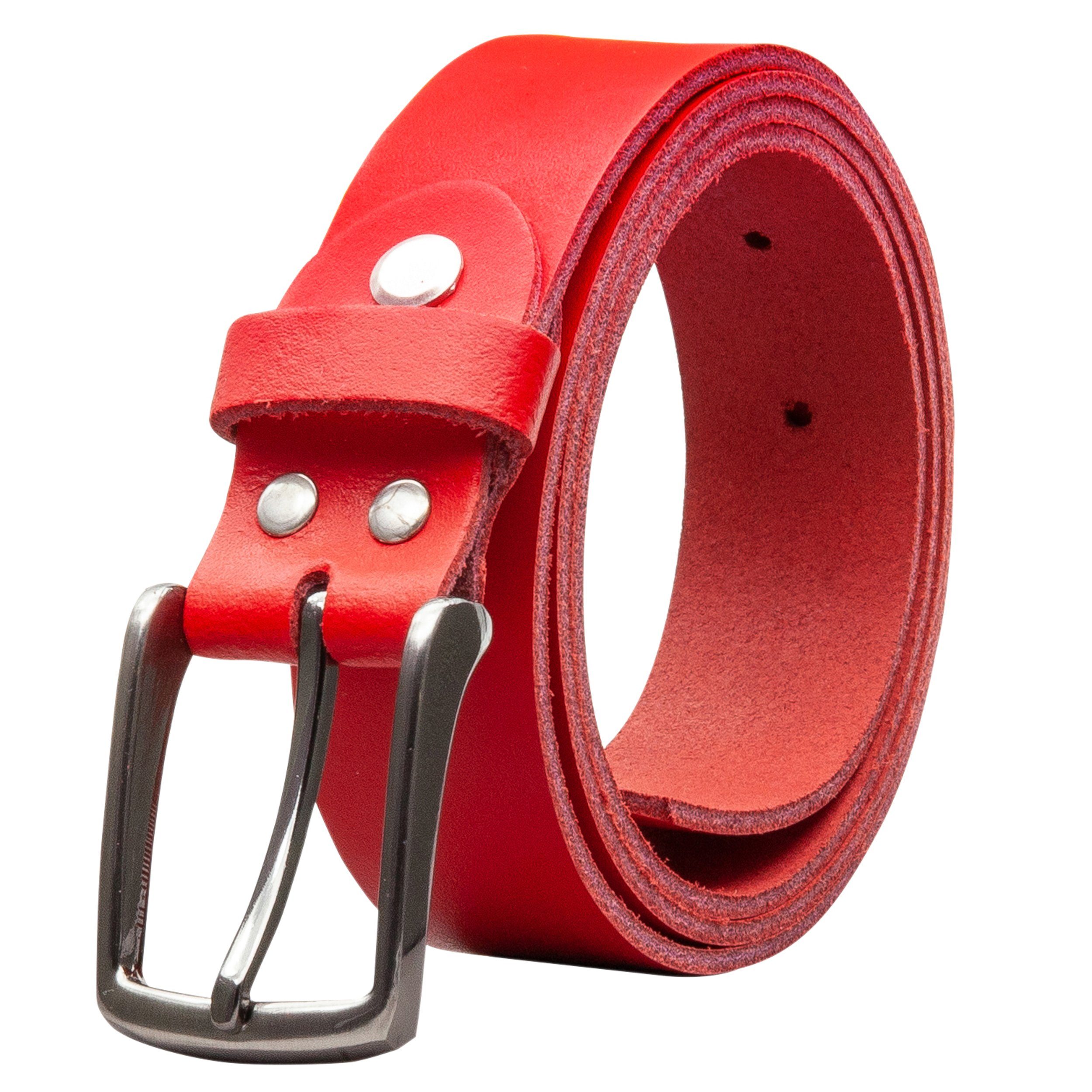 COLOGNEBELT Ledergürtel OM310-SL-Rot MADE IN GERMANY, Rot Kürzbar, 100 % Echtleder, Aus einem Stück, Unisex