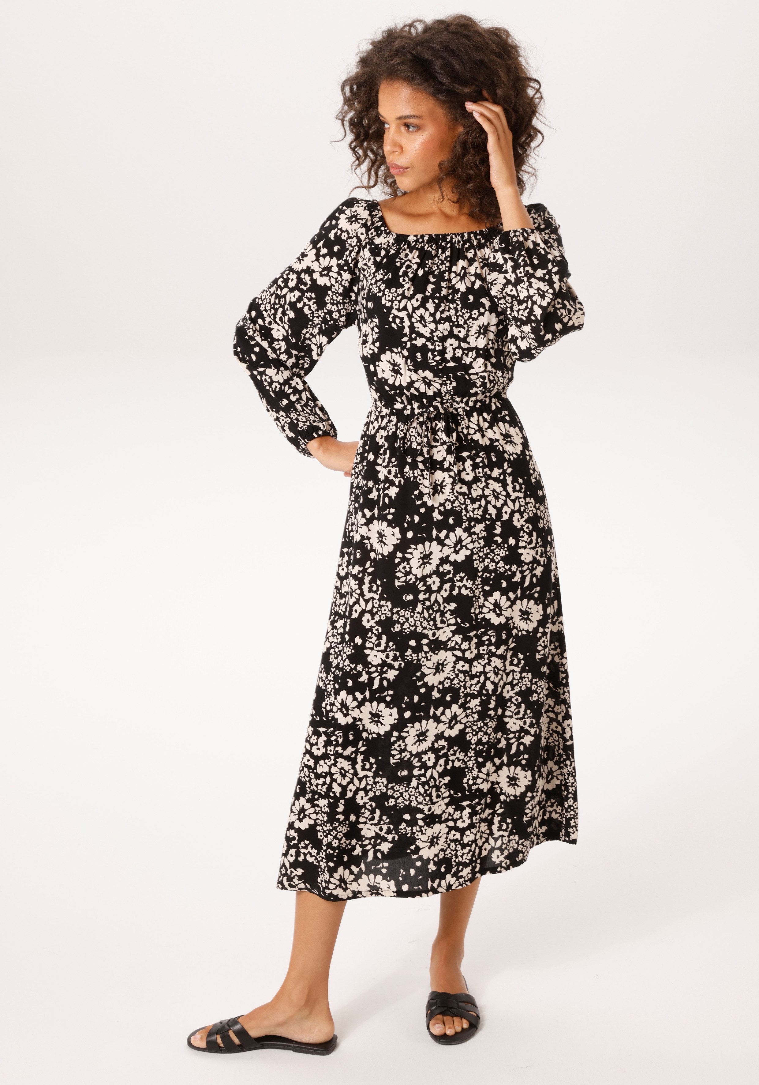 Aniston CASUAL Minikleid mit grafischen Blumendruck - jedes Teil ein Unikat - NEUE KOLLEKTION