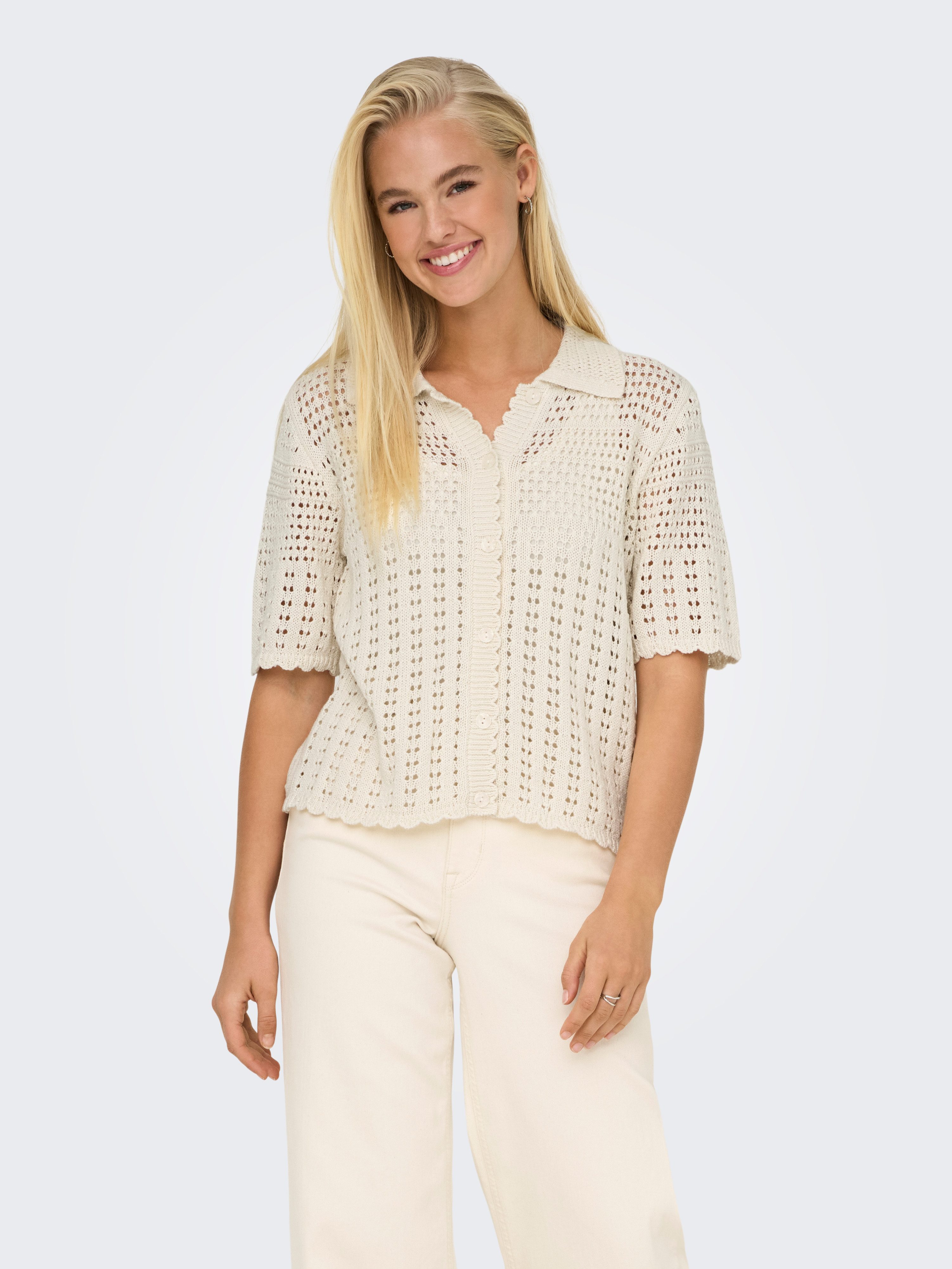 JDY Strickjacke JDYROBIN 2/4 COLLAR CARDIGAN KNT NOOS Baumwollmischung