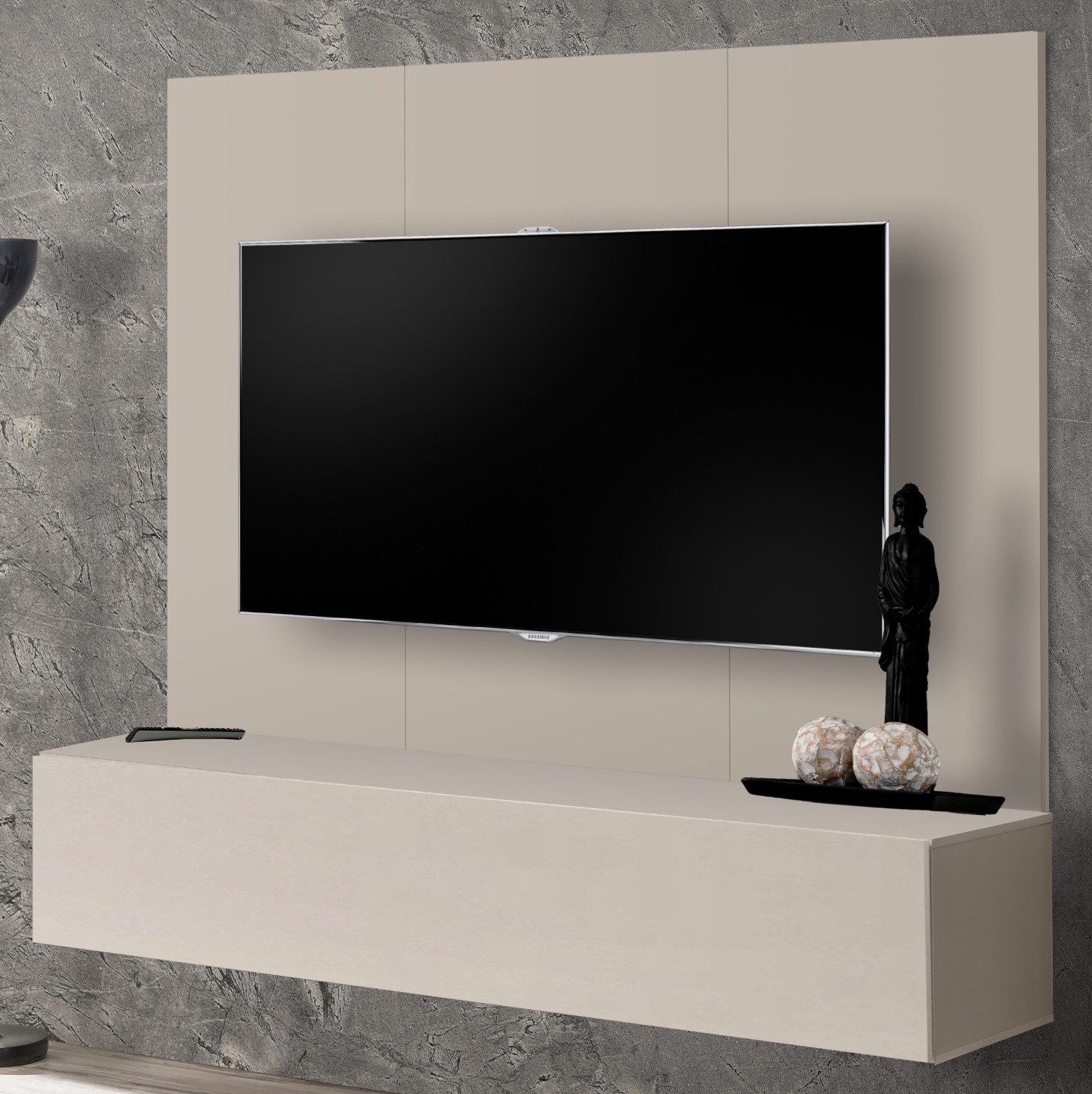 Inn.Furn Lowboard Option (Set mit Lowboard und Wandpaneel in Kaschmir, 2 St., ca. 160 x 148 cm), hängend, mit Push-To-Open-Funktion