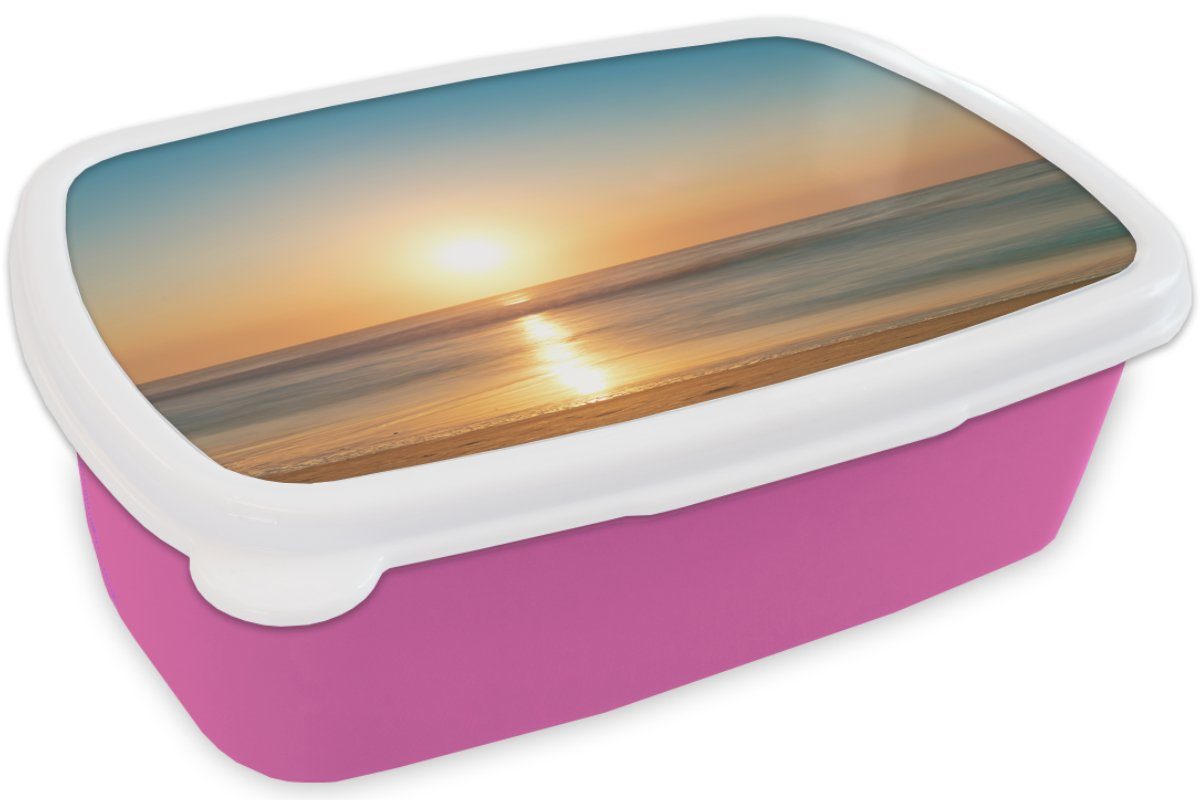 MuchoWow Lunchbox Meer - Farben für (2-tlg), Brotdose Kinder, Snackbox, Mädchen, Sonne, Brotbox - Erwachsene, Kunststoff, Kunststoff rosa