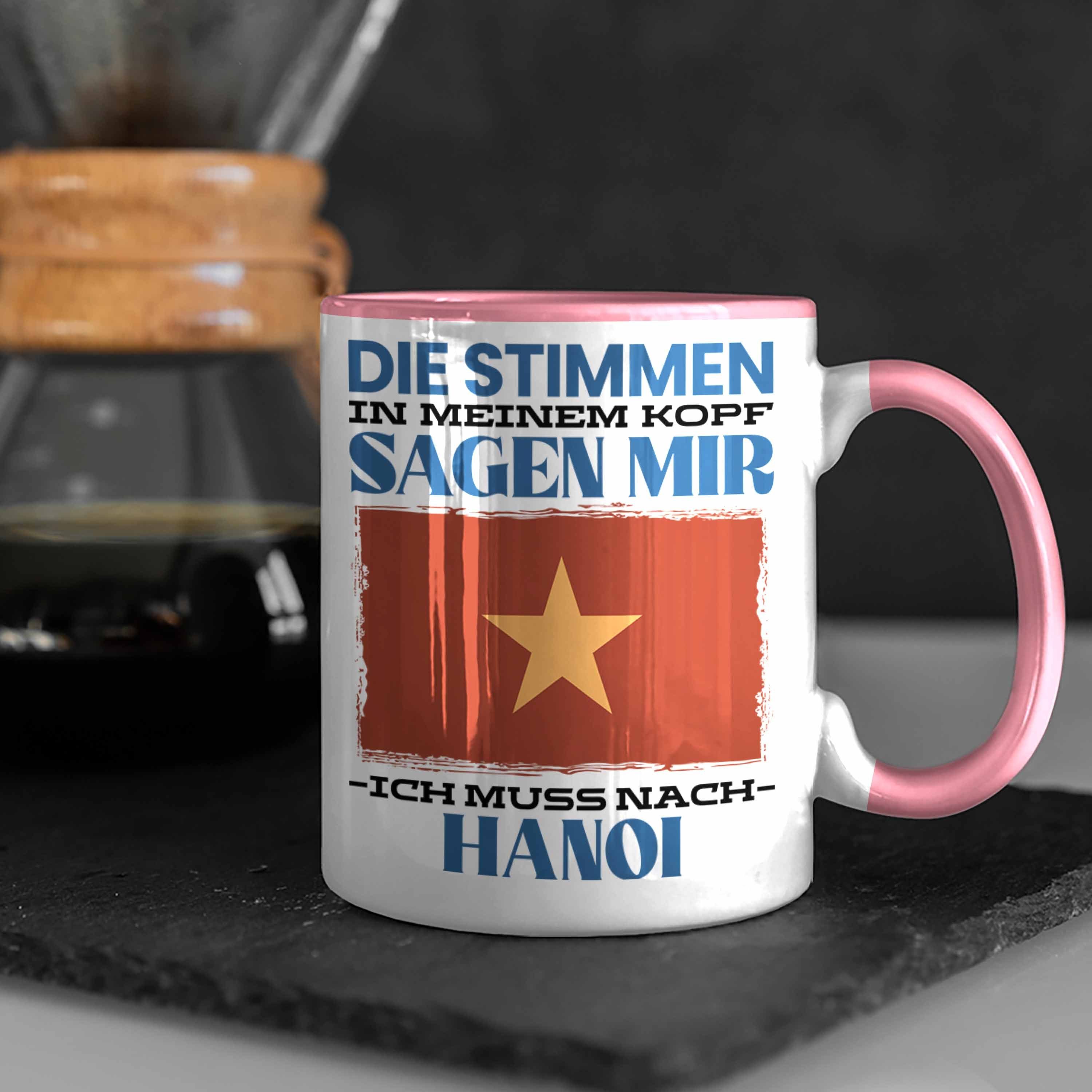 Trendation Tasse Hanoi Urlaub Vietnam Geschenkidee Heimat Tasse Spruch Rosa Geschenk