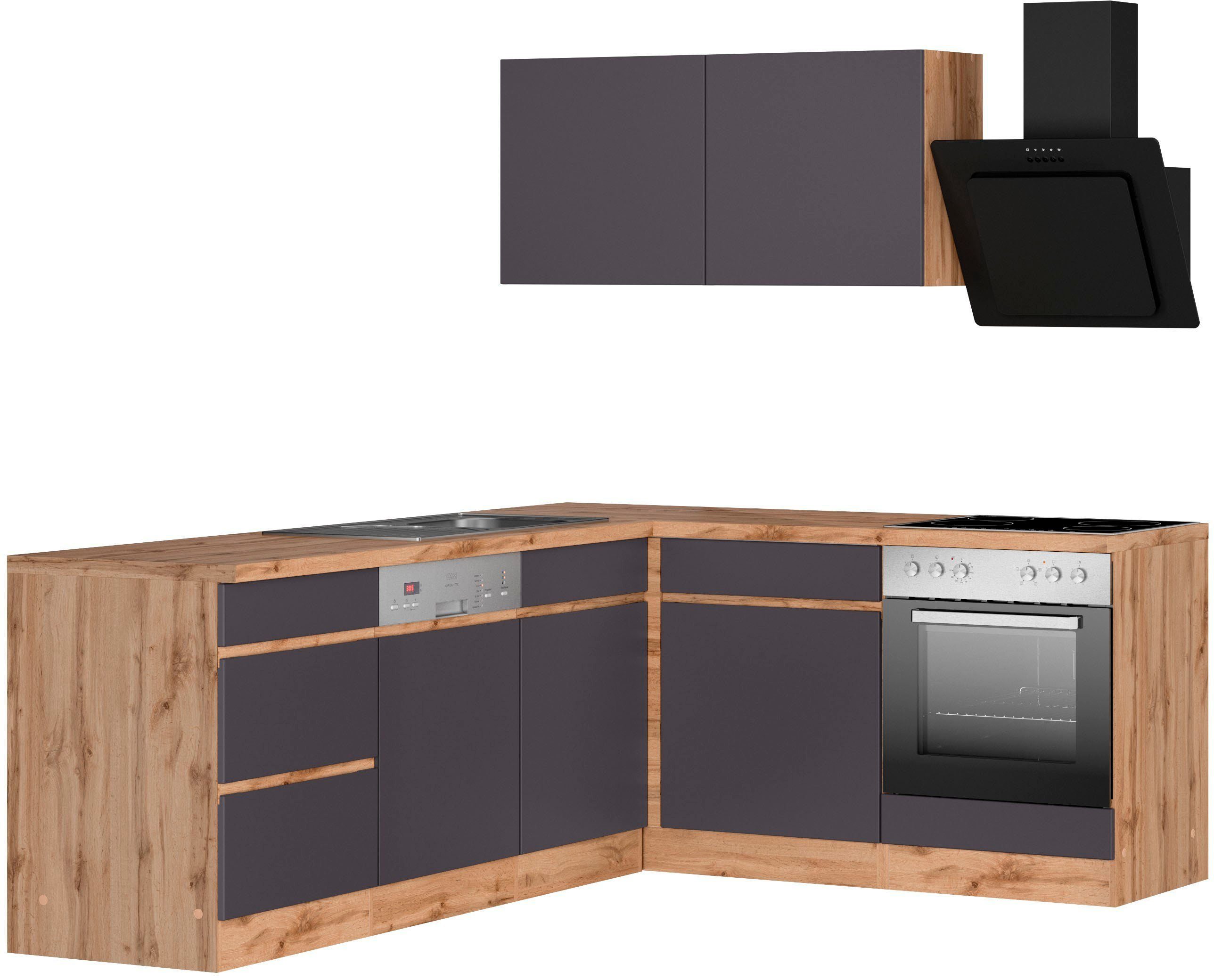 KOCHSTATION Winkelküche KS-Riesa, Stellbreite 240x180 cm, wahlweise mit oder ohne E-Geräte