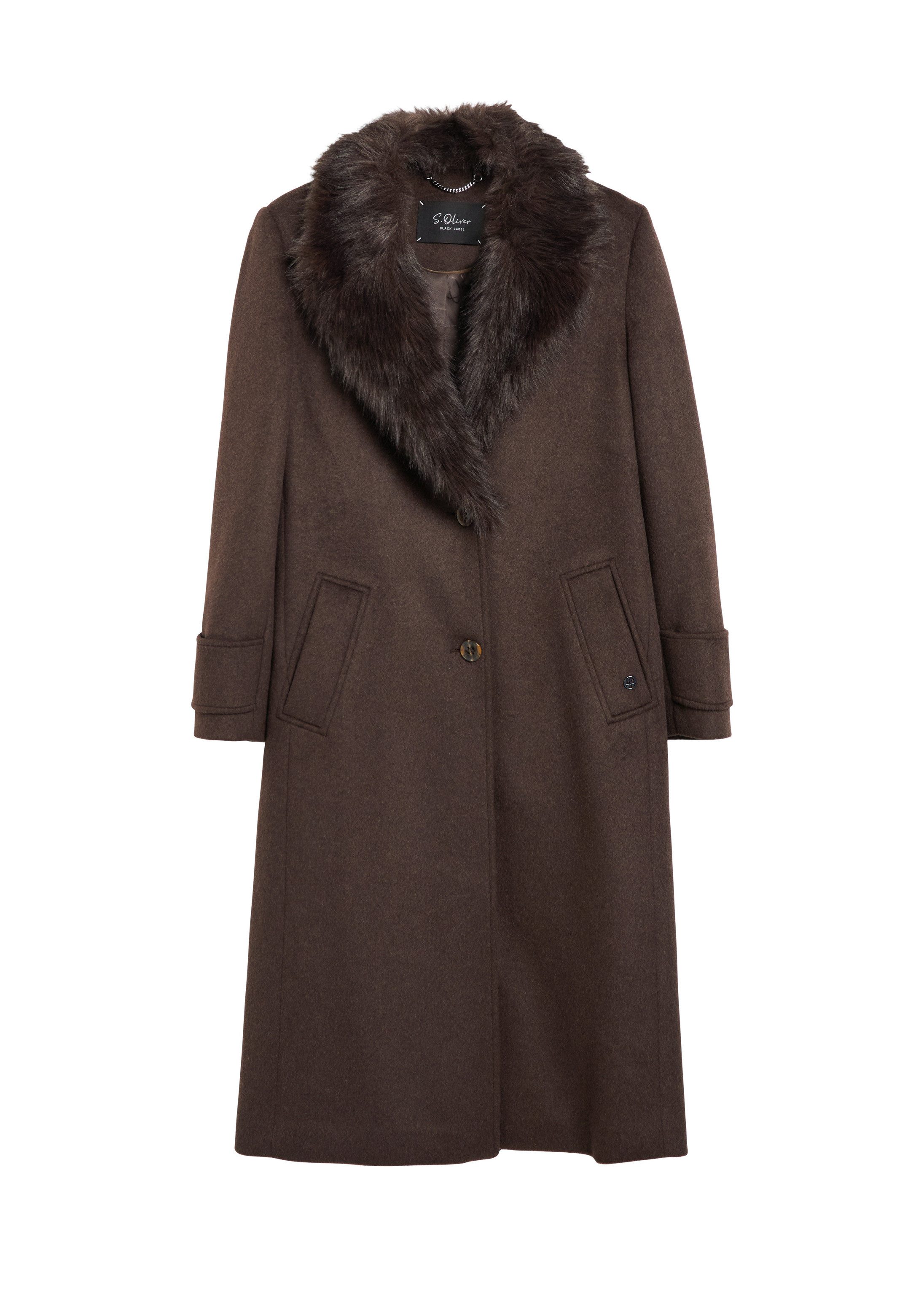 s.Oliver Funktionsmantel Outdoor-Mantel Mantel aus Wollmix mit abnehmbarem Fake-Fur-Kragen – Bild 2 von 5