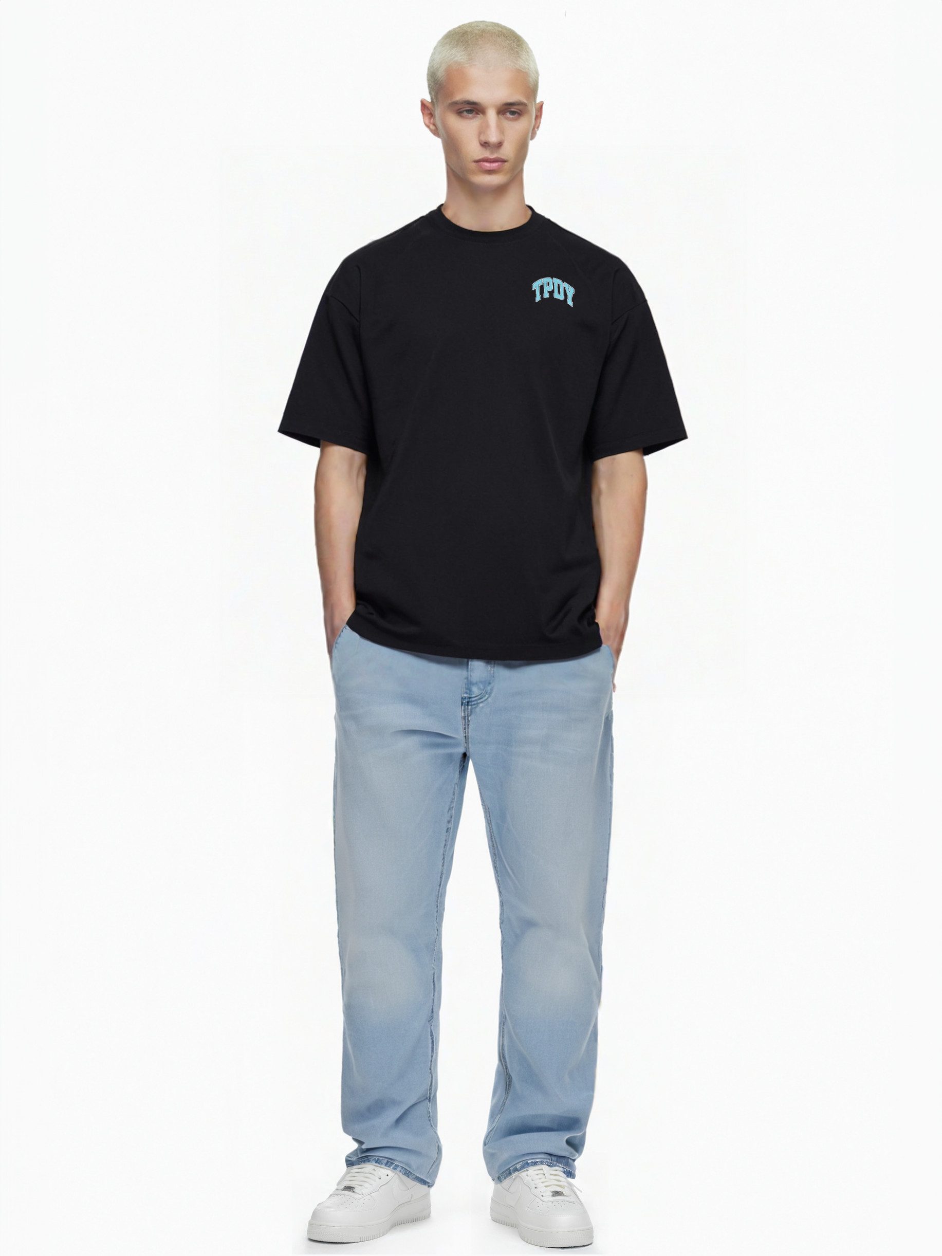 trueprodigy Oversize-Shirt Arin Logoprint Rundhals dicker Stoff