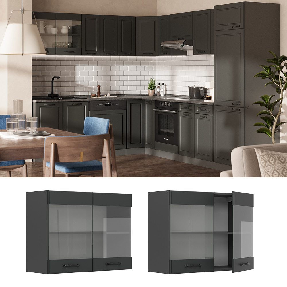 Vicco Glashängeschrank R-Line, Anthrazit Landhaus/Anthrazit, 80 günstig online kaufen