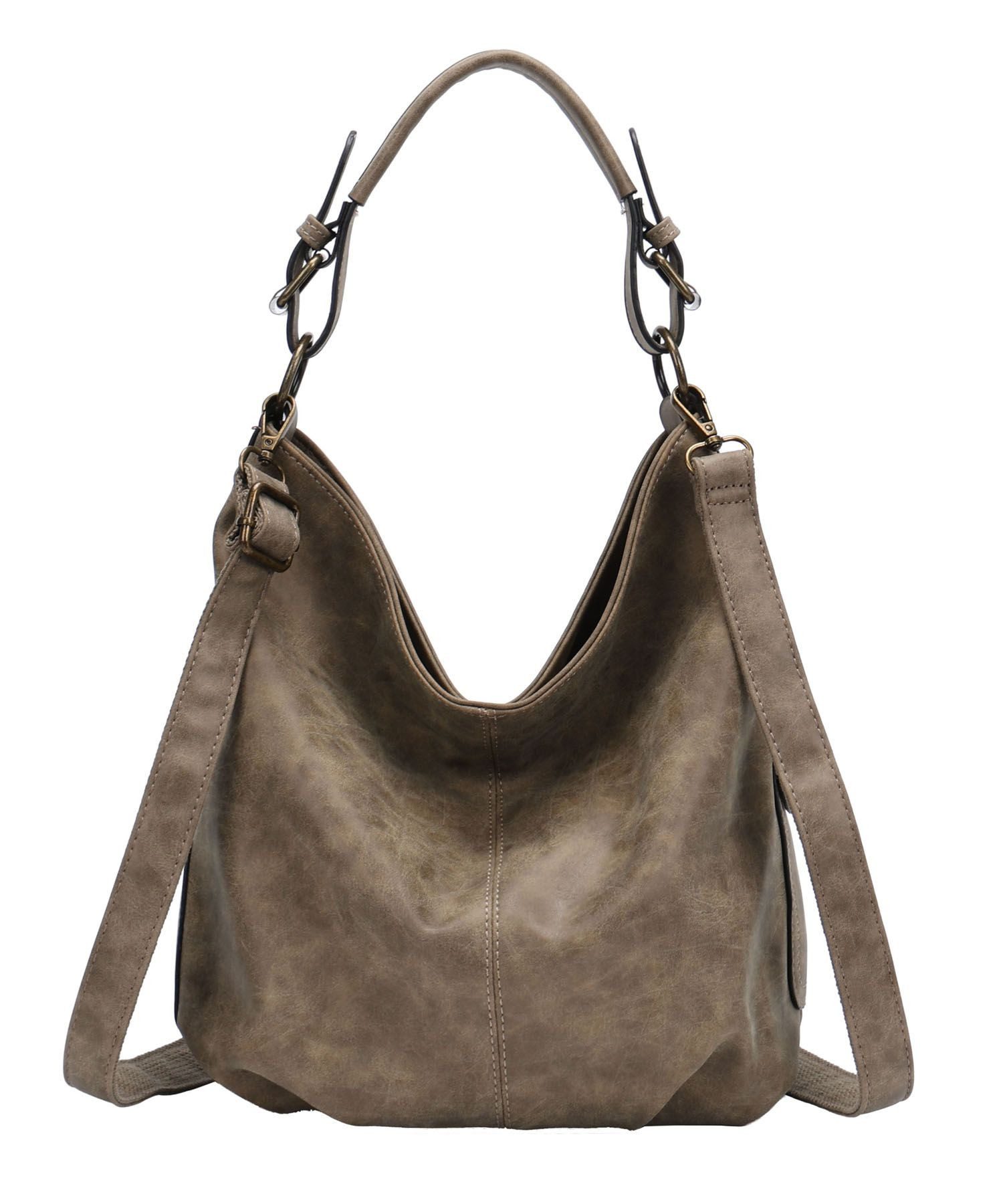 ITALYSHOP24 Schultertasche DAMEN SHOPPER Hobo Bag Umhängetasche Handtasche City Bag Cross-Over (Spar-Set: Henkel Tasche mit Schultergurt, Workbag Leder Optik, 2-tlg., mit Henkel und Schultergurt), Damentasche Freizeit Abend Leder Optik Henkeltasche Reise Crossbody