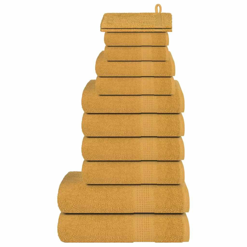 vidaXL Handtuch Set 12-tlg Handtuch-Set Golden 360 gm² 100 Baumwolle, Baumwolle