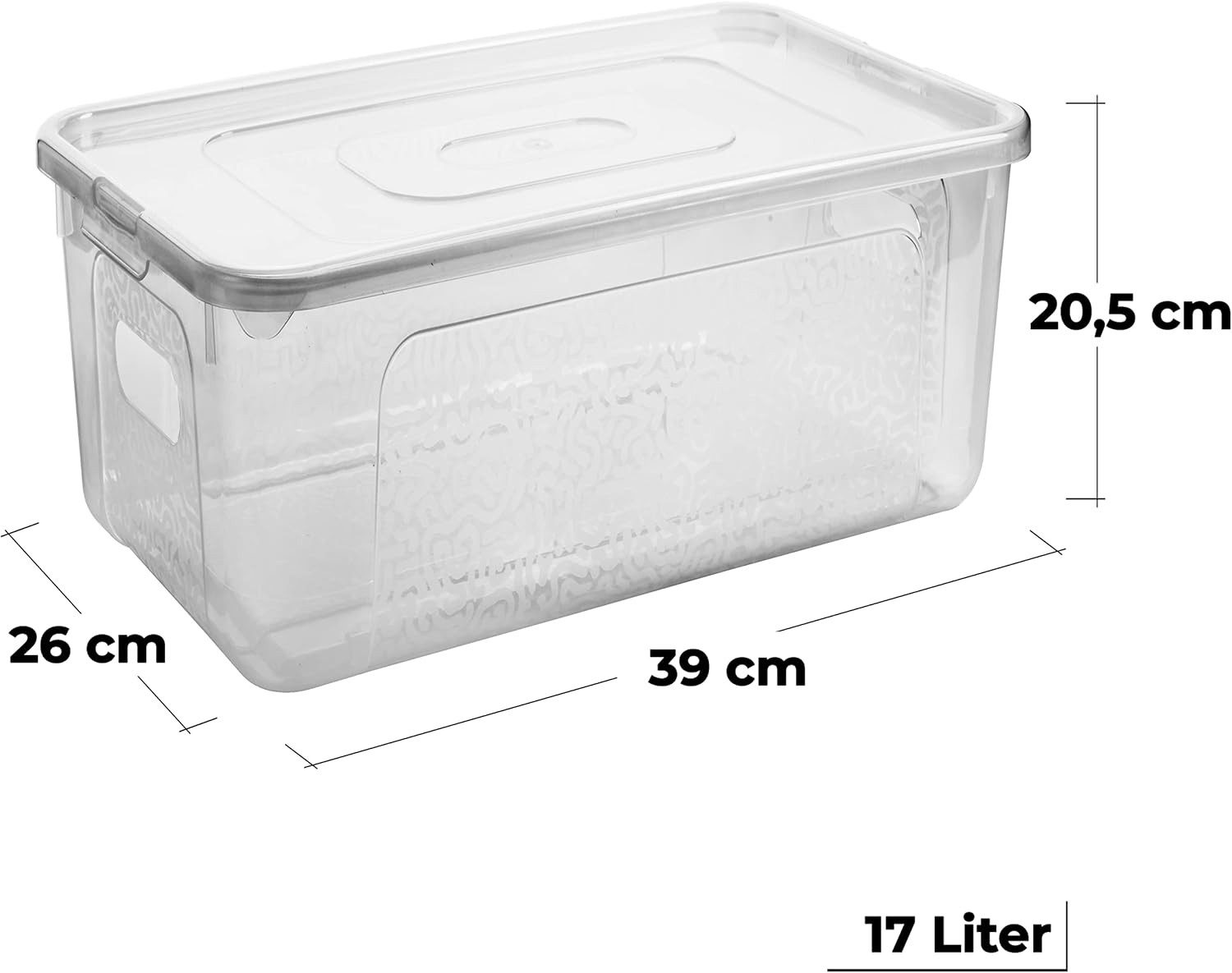 Centi Aufbewahrungsbox TORONTO – 17 Liter Transparent mit Strukturdesign (8 günstig online kaufen