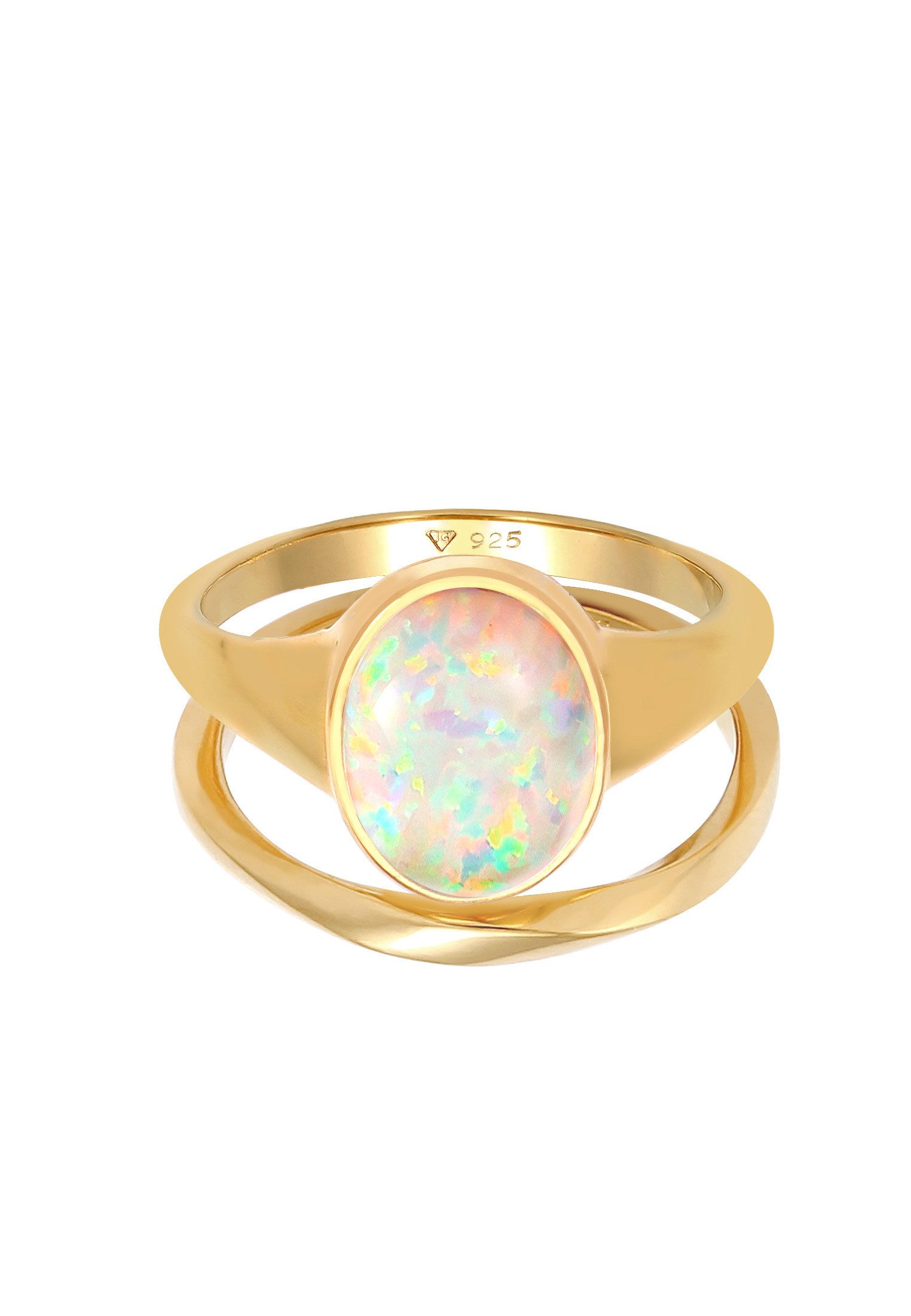 Elli Ring-Set Klassik Opal Basic gedreht (2 tlg) 925 Silber, Twisted