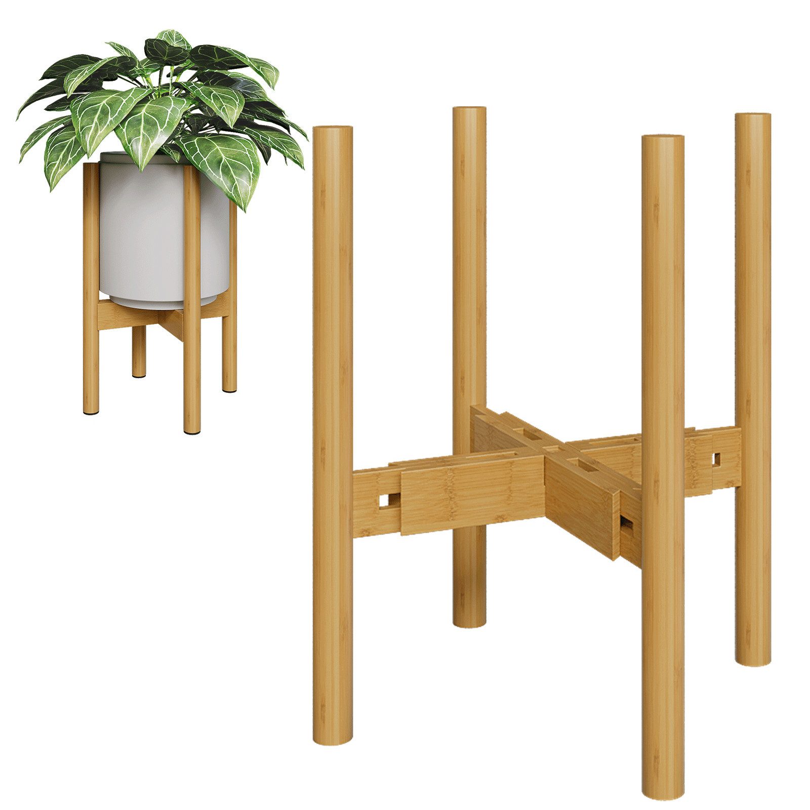 Bamworld Blumenständer Blumenhocker, Pflanzenhocker, Höhenverstellbar & Kippsicher (1 St), für verschiedene Blumentöpfe, höhe 37 cm