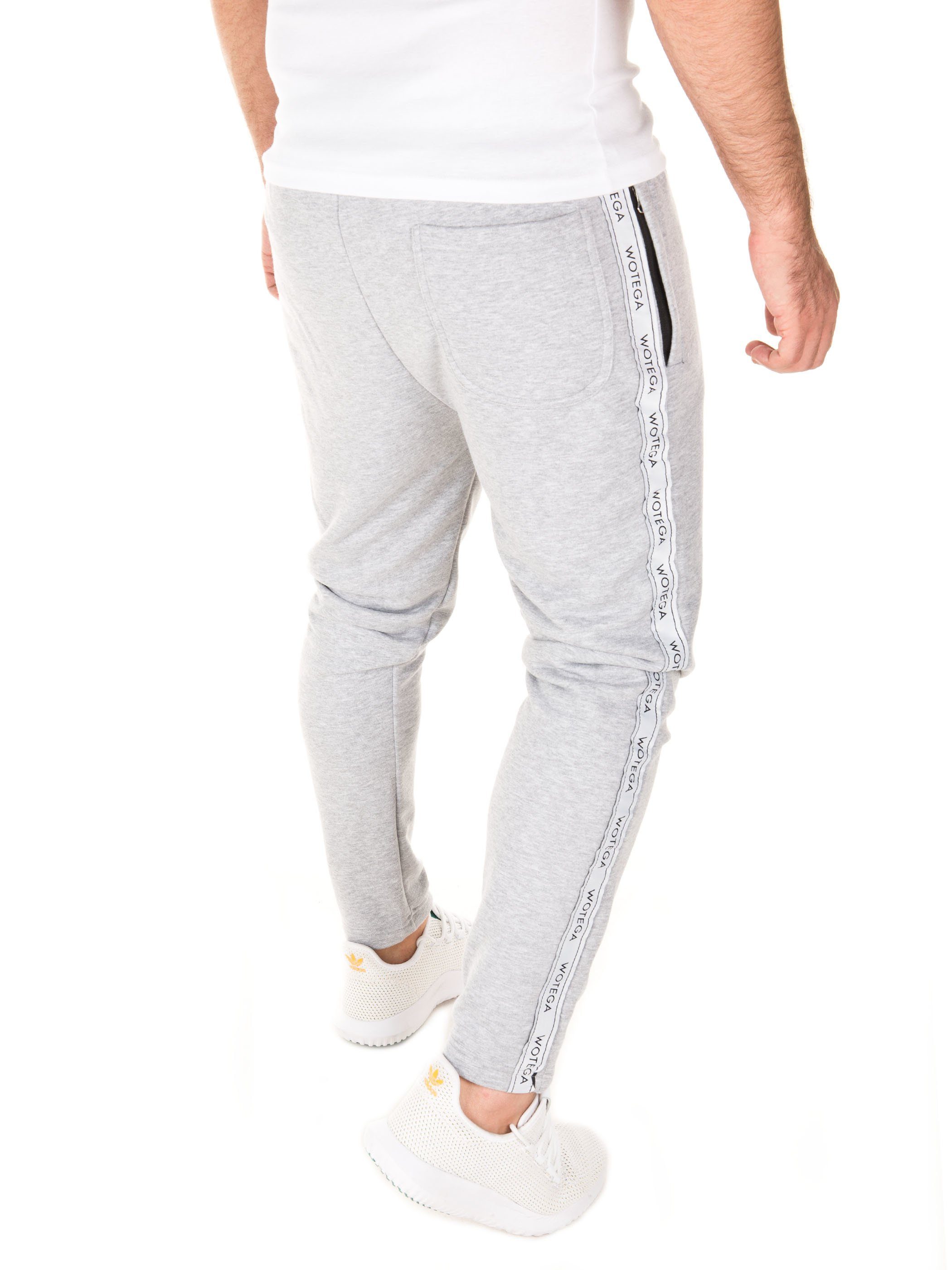 Jogginghose Bund Pant Grau Track Retro (dapple mit Valir (1-tlg) Kordelzug mit WOTEGA elastischem, 163907) - gray WOTEGA