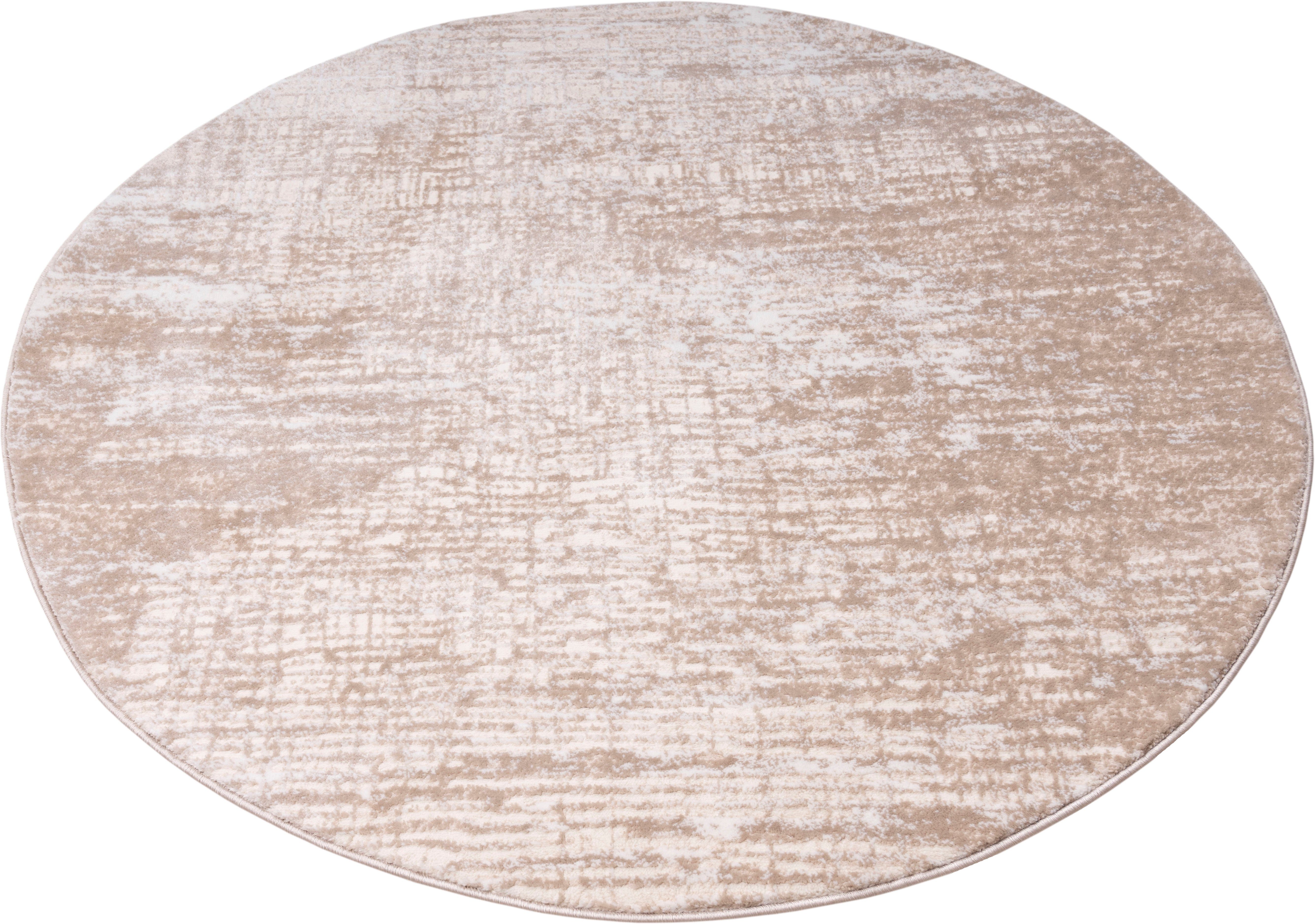Teppich Ariano, Home affaire, rund, Höhe: 12 mm, Vintage, dezenter Glanz, Hoch-Tief-Struktur, Schrumpf-Carving-Effekt beige