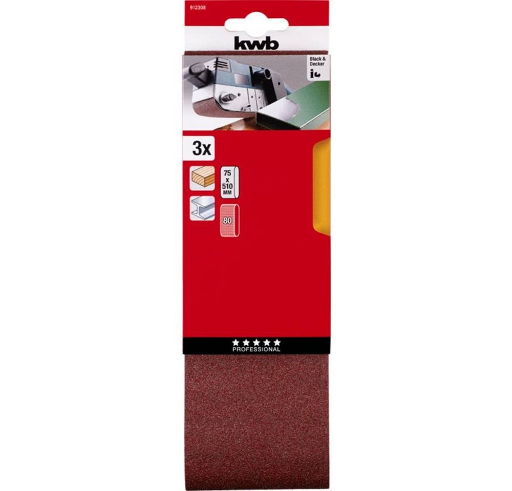 Thumbnail - kwb Schleifpapier Schleifbänder, HOLZ & METALL, Edelkorund, 75 x