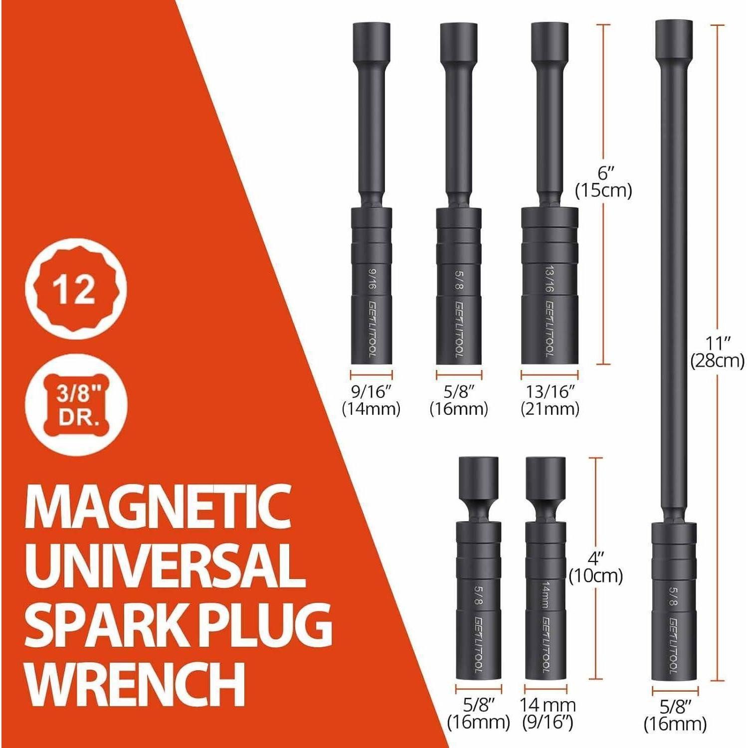 LuxusKollektion Zündkerzenschlüssel Zündkerzenschlüssel-Satz 6tlg. Magnetisch Flexibel Sv-Stahl